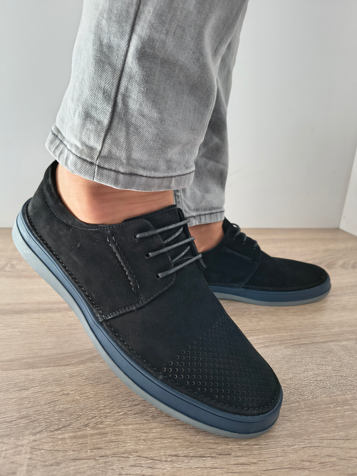 PANTOFI CASUAL BARBATI MELS W011-5 NEGRU VELUR - imagine 3