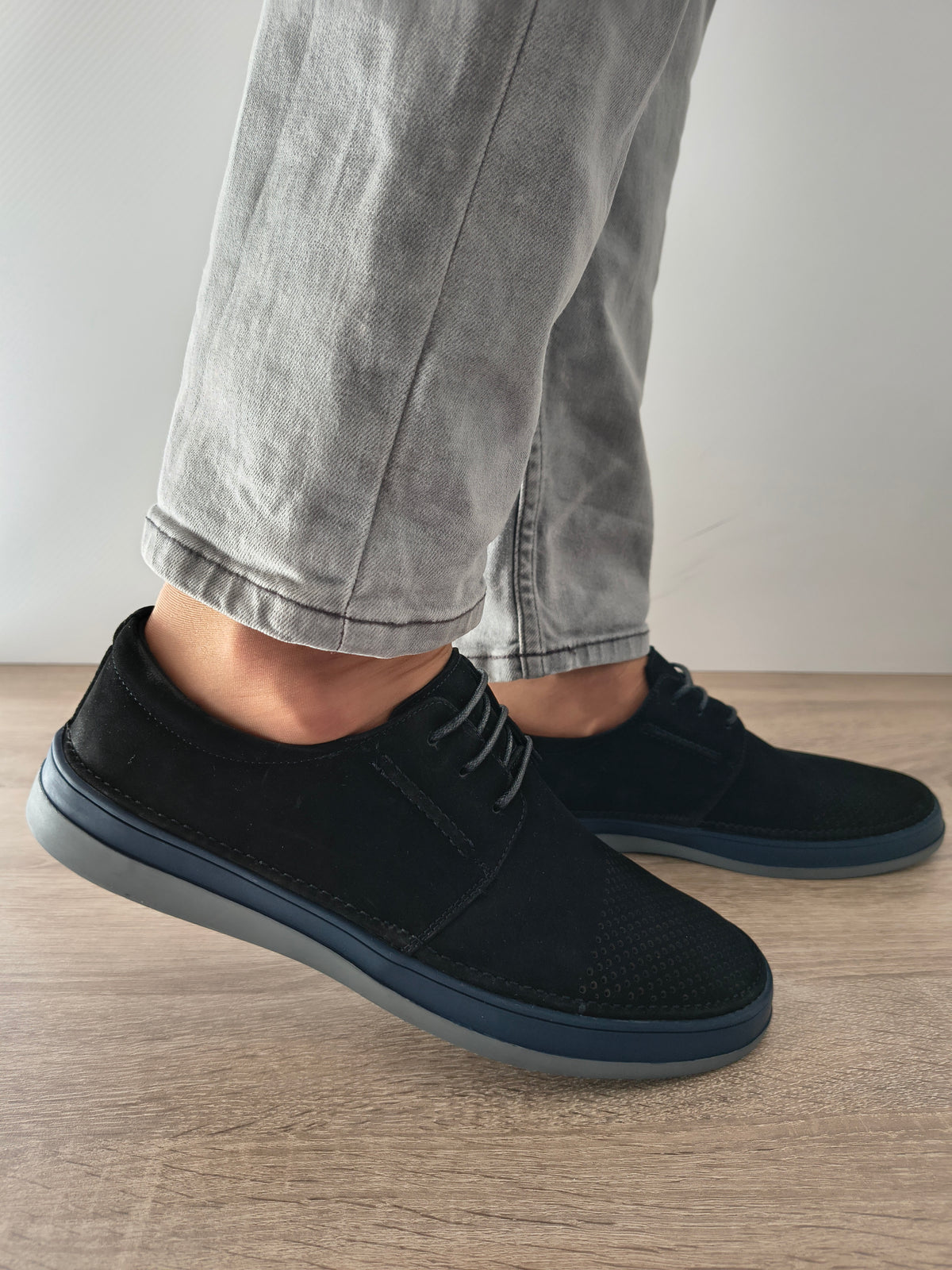 PANTOFI CASUAL BARBATI MELS W011-5 NEGRU VELUR - imagine 2