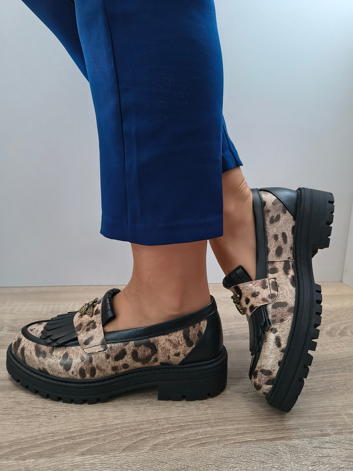 PANTOFI CASUAL DAMA DYANY 2305 BEJ+ PRINT+NEGRU - imagine 5
