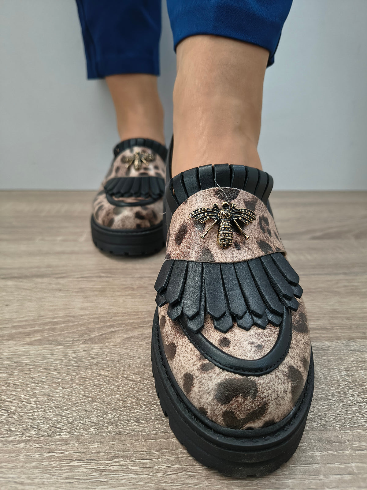 PANTOFI CASUAL DAMA DYANY 2305 BEJ+ PRINT+NEGRU - imagine 4