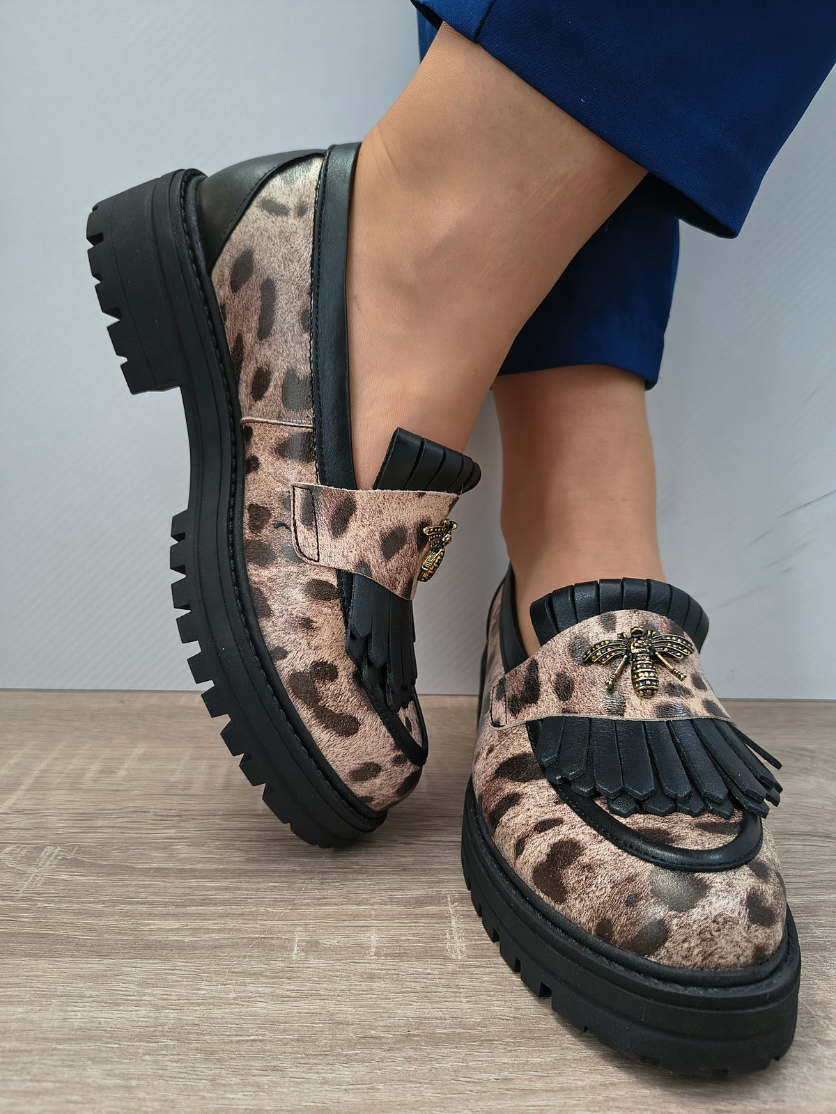 PANTOFI CASUAL DAMA DYANY 2305 BEJ+ PRINT+NEGRU - imagine 3