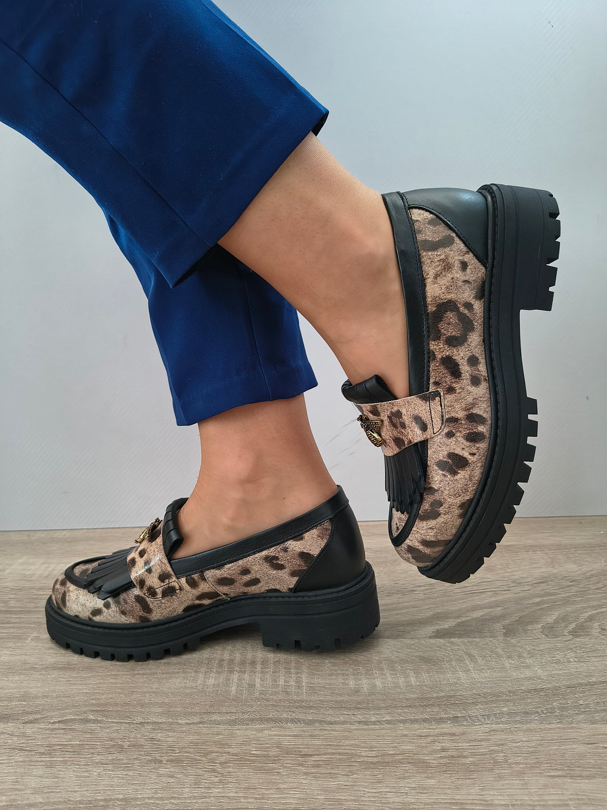 PANTOFI CASUAL DAMA DYANY 2305 BEJ+ PRINT+NEGRU - imagine 2