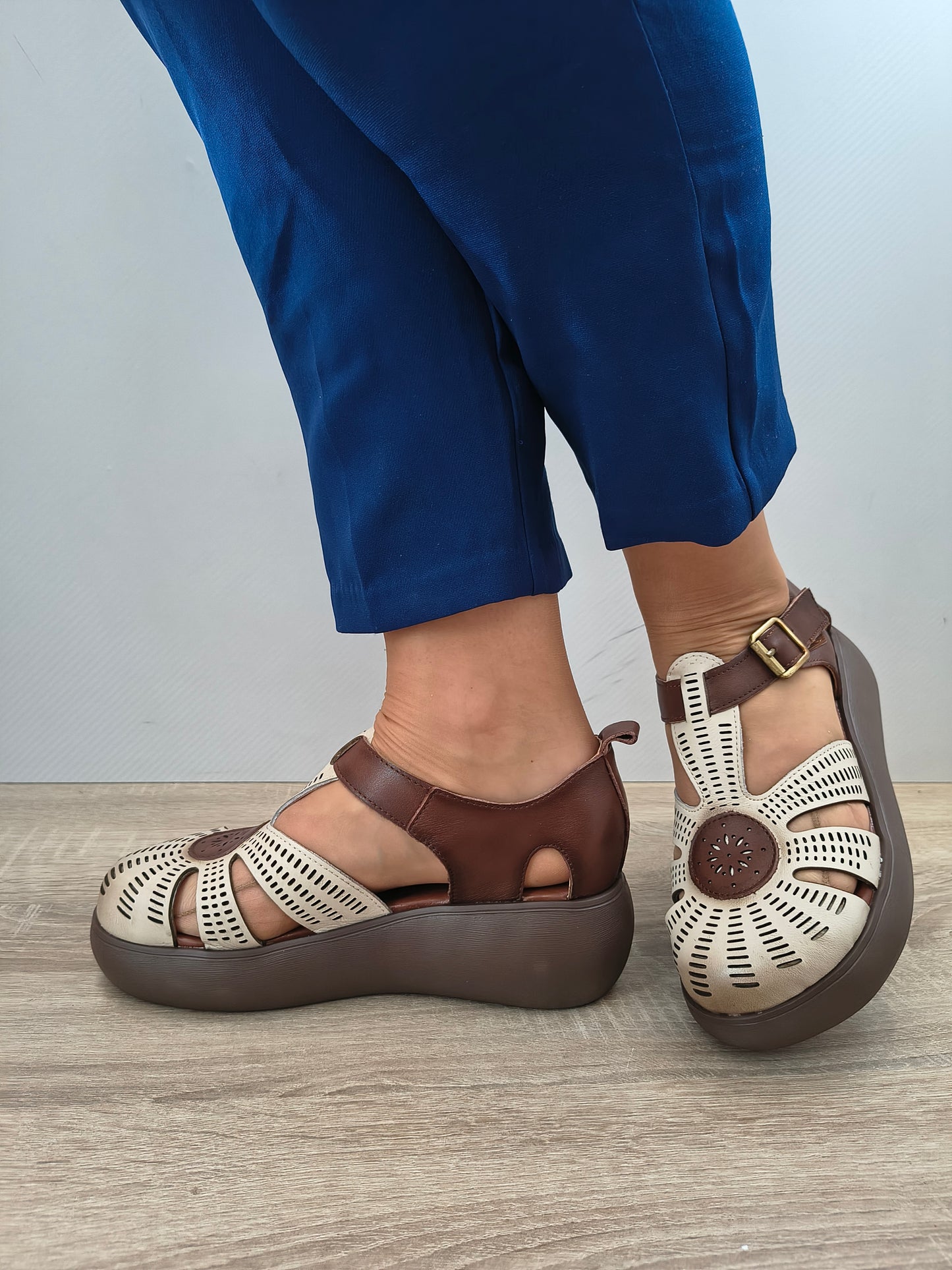 SANDALE CASUAL DAMA FRANCO GERARDO 10682 CREM + MARO