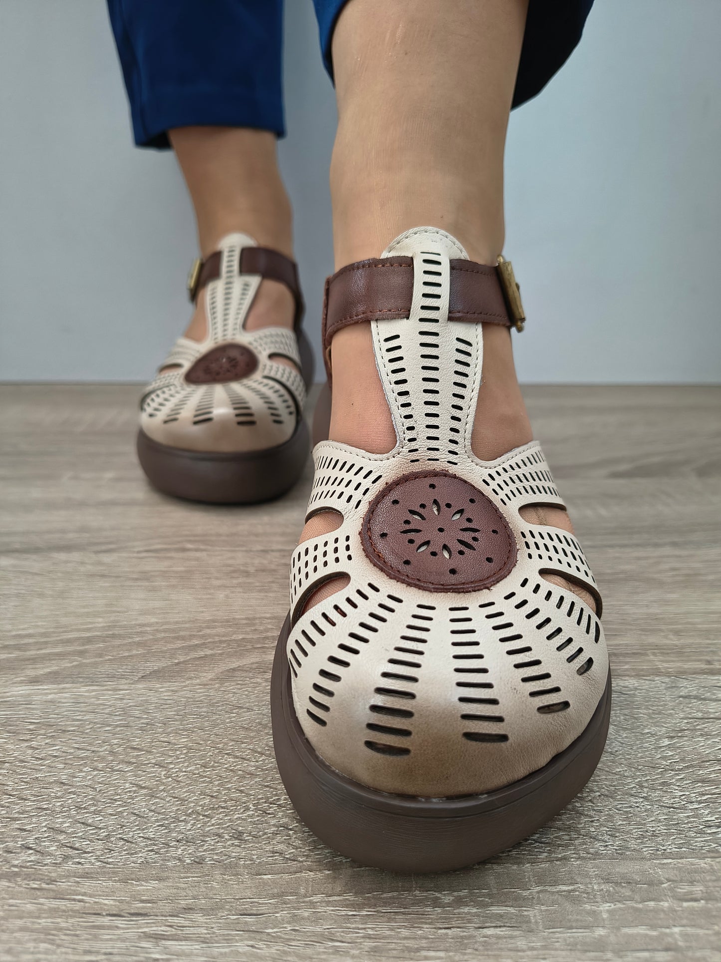 SANDALE CASUAL DAMA FRANCO GERARDO 10682 CREM + MARO