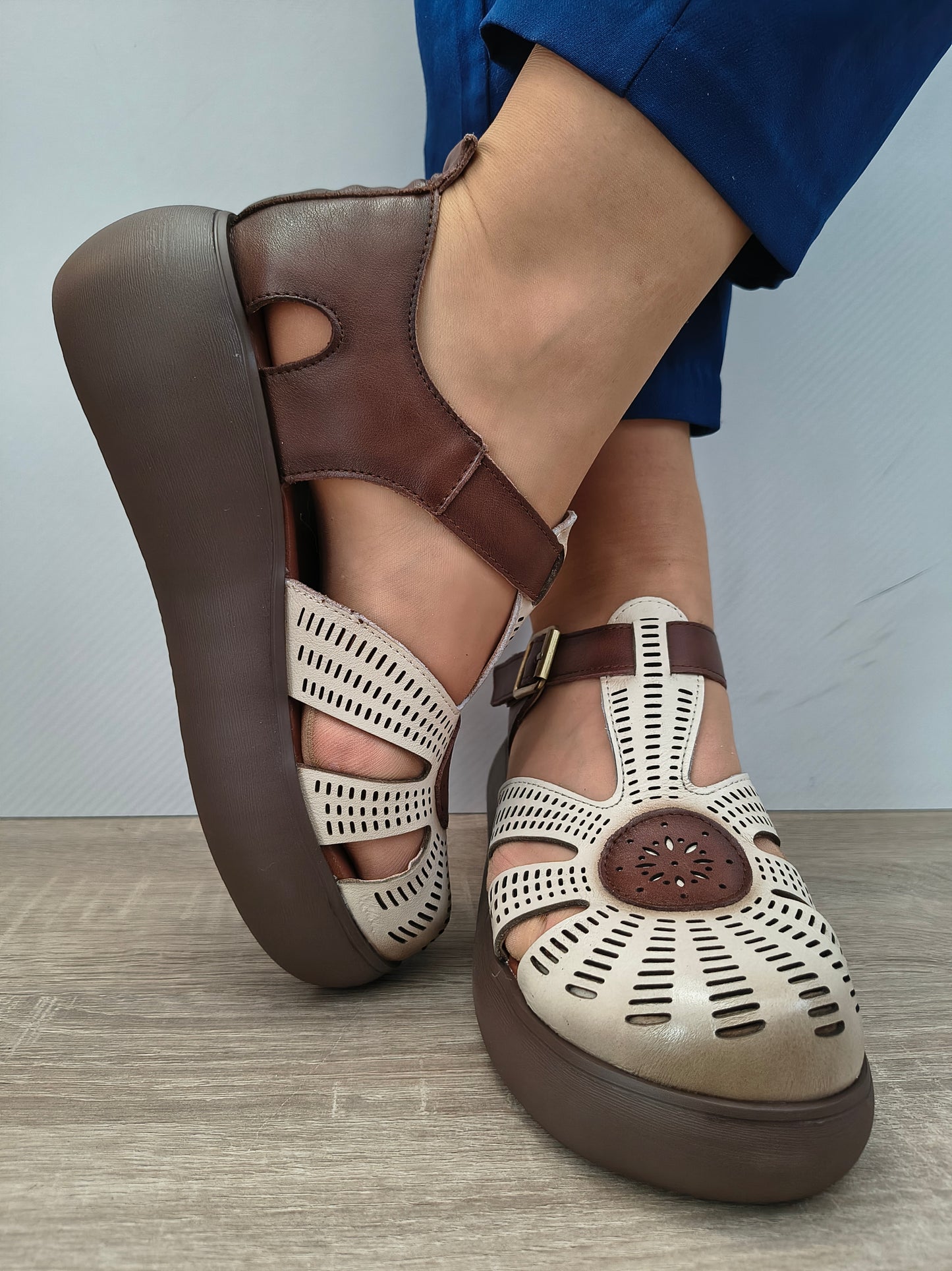 SANDALE CASUAL DAMA FRANCO GERARDO 10682 CREM + MARO