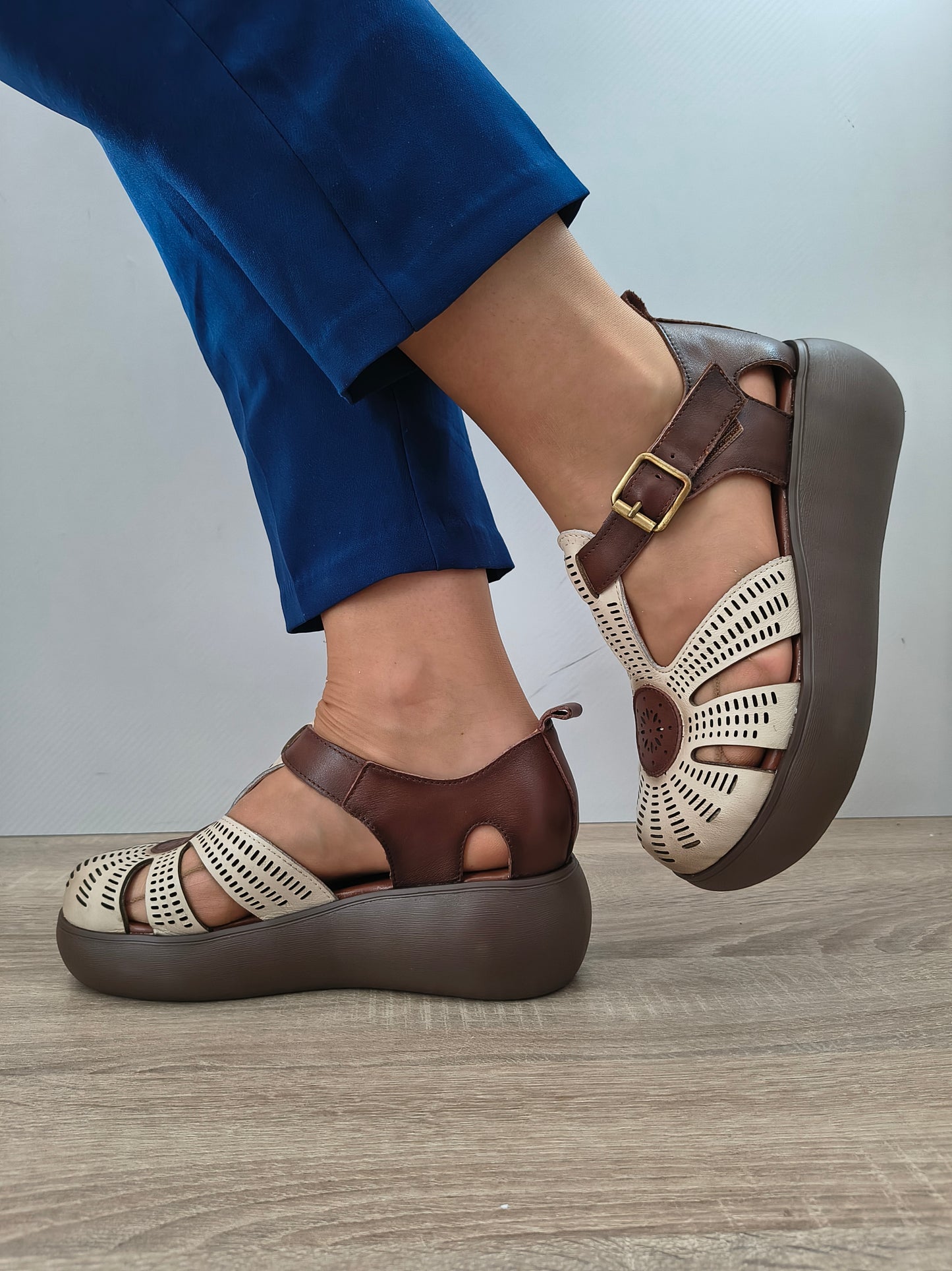 SANDALE CASUAL DAMA FRANCO GERARDO 10682 CREM + MARO