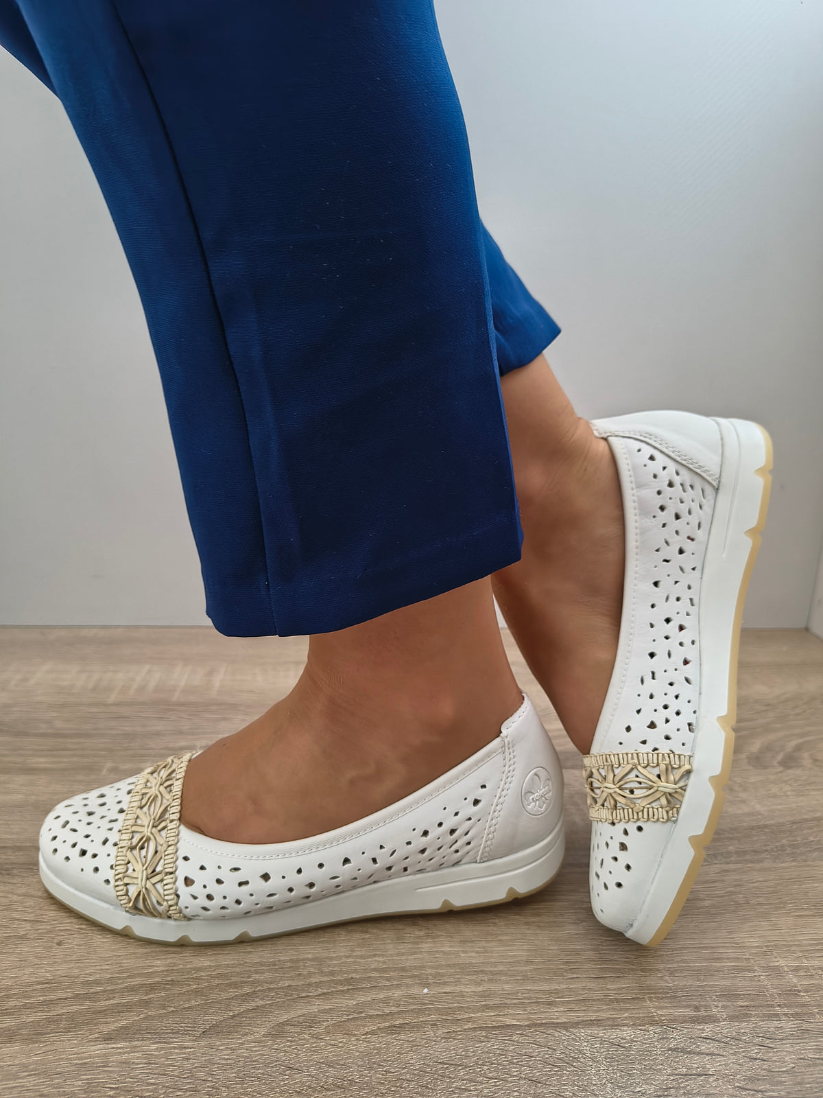 PANTOFI CASUAL DAMA RIEKER L3062-80 ALB - imagine 5