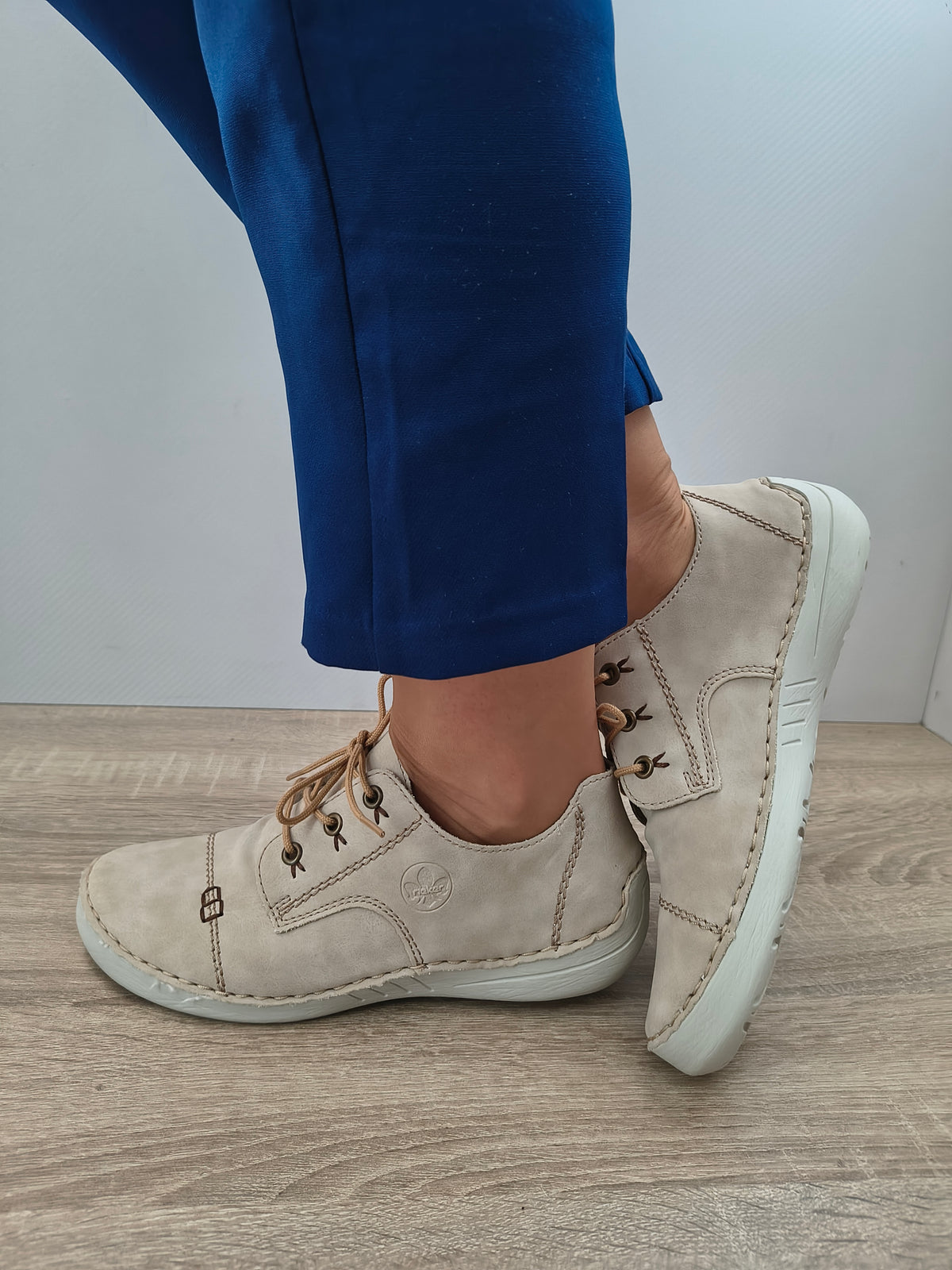 PANTOFI CASUAL DAMA RIEKER 52520-62 BEJ NUBUCK - imagine 5