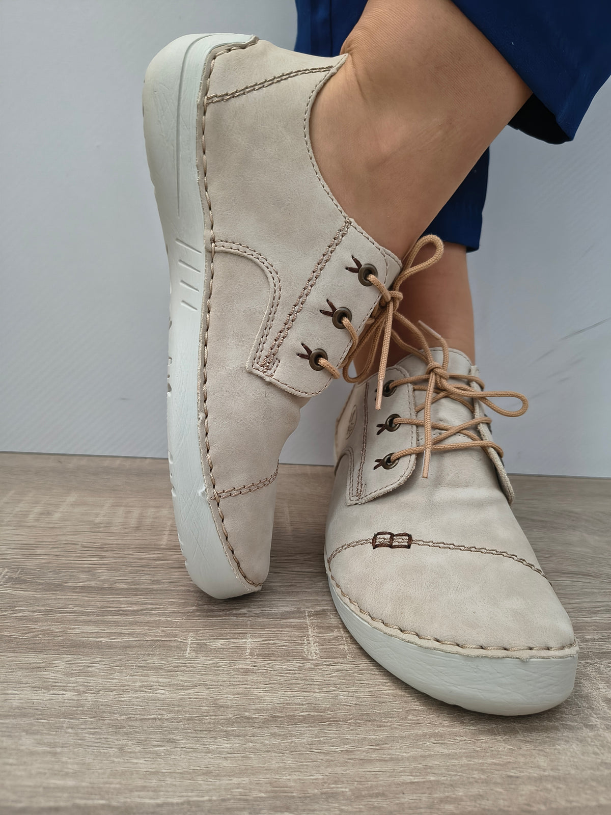 PANTOFI CASUAL DAMA RIEKER 52520-62 BEJ NUBUCK - imagine 3