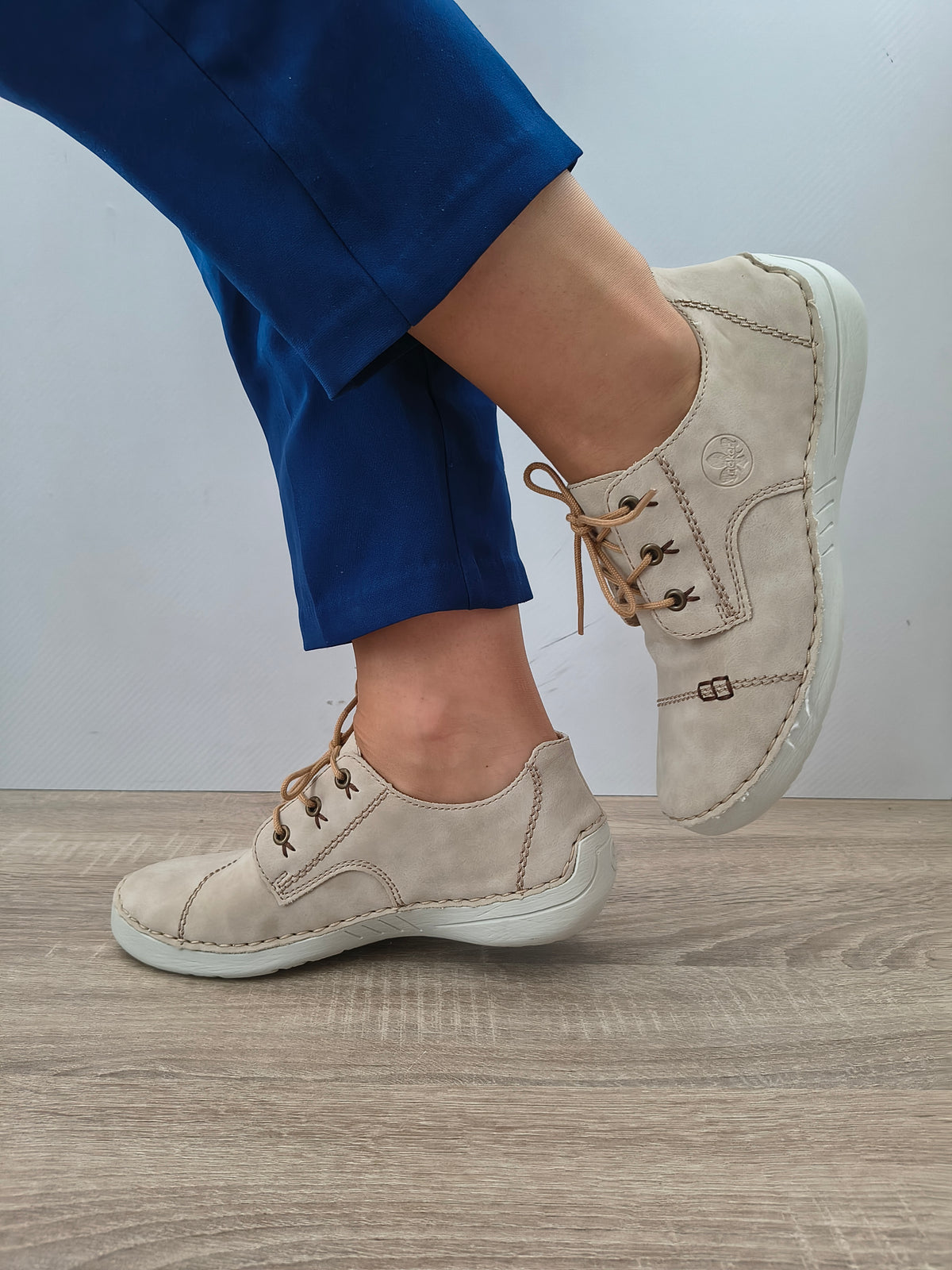 PANTOFI CASUAL DAMA RIEKER 52520-62 BEJ NUBUCK - imagine 2