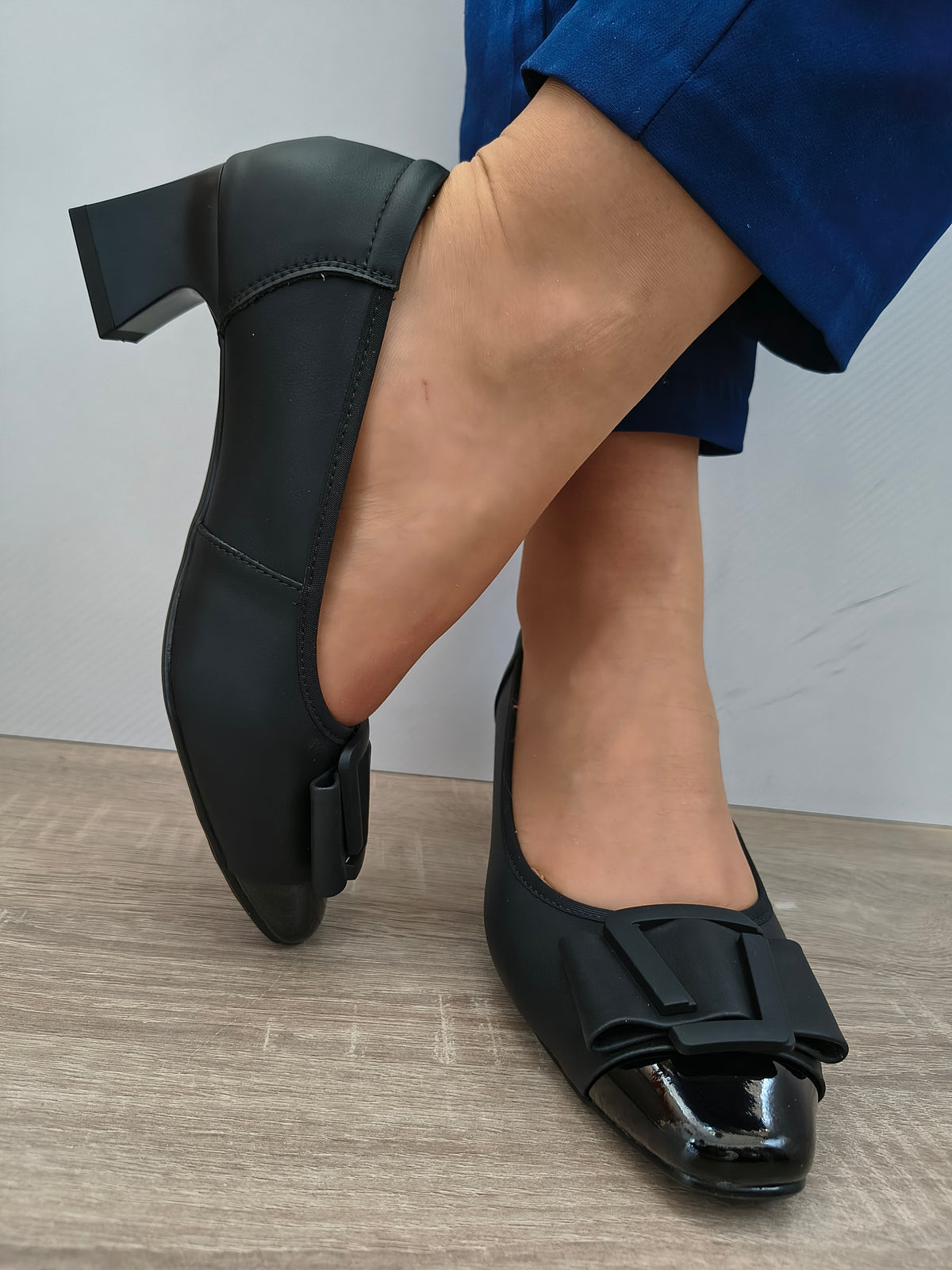 PANTOFI ELEGANTI DAMA FORMAZIONE 7591-90 NEGRU + LAC - imagine 3