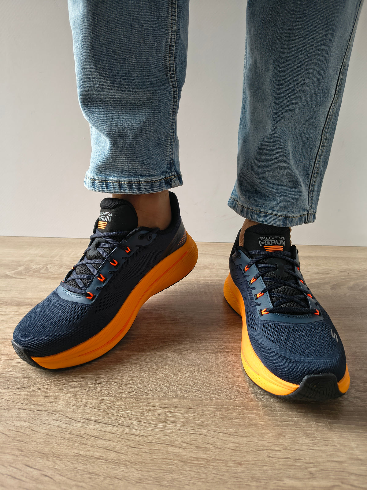 PANTOFI SPORT BARBATI SKECHERS 220509 NVOR BLEUMARIN + PORTOCALIU - imagine 5