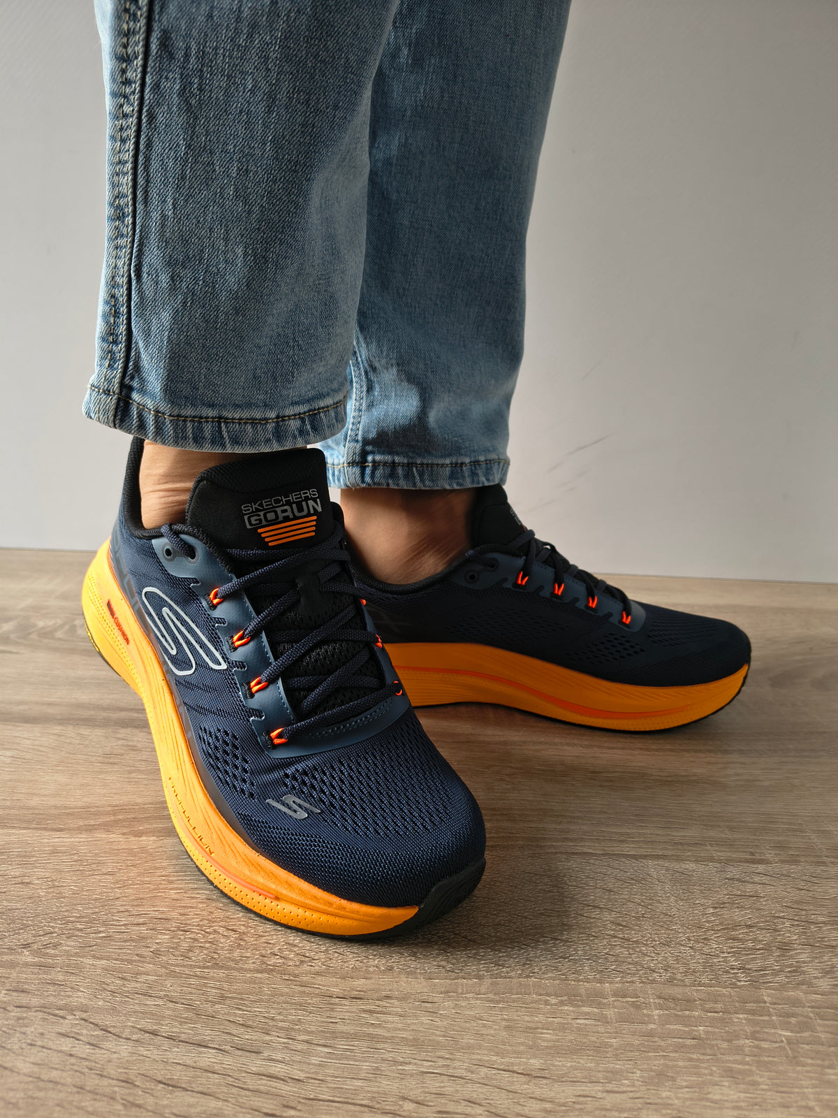 PANTOFI SPORT BARBATI SKECHERS 220509 NVOR BLEUMARIN + PORTOCALIU - imagine 3
