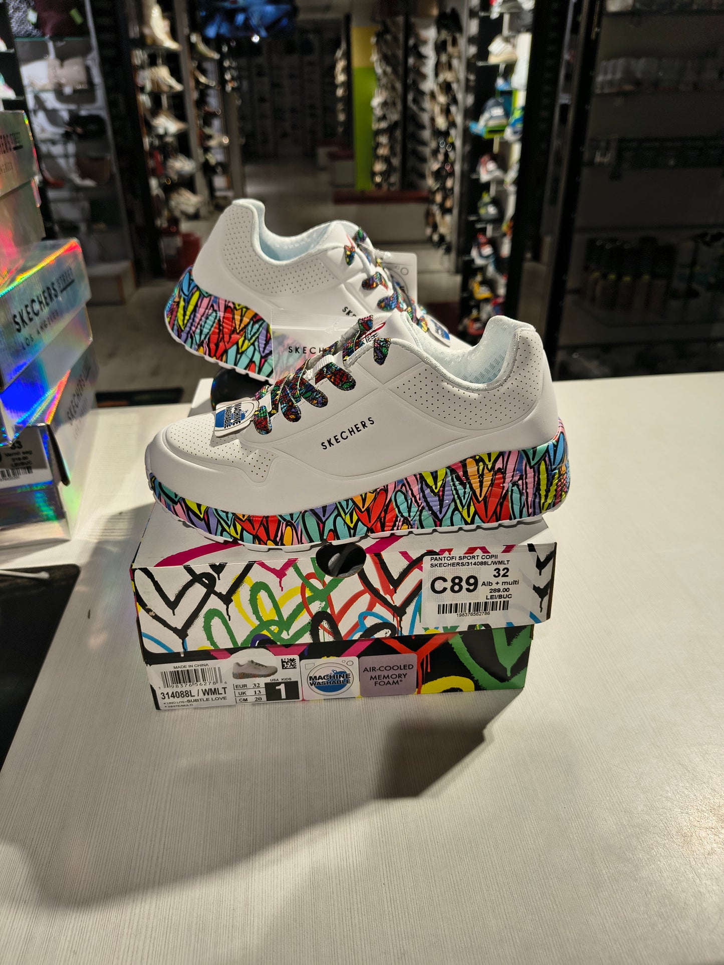 PANTOFI SPORT COPII SKECHERS 314088L WMLT ALB + MULTICOLOR