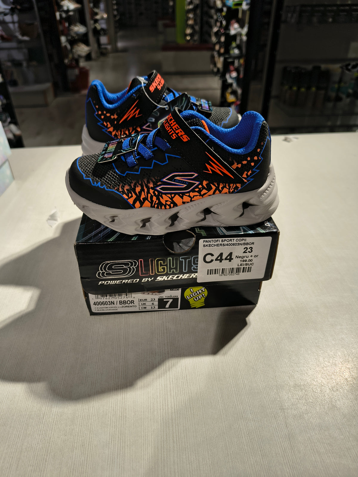 PANTOFI SPORT COPII SKECHERS 400603N BBOR NEGRU + ORANGE - imagine 2