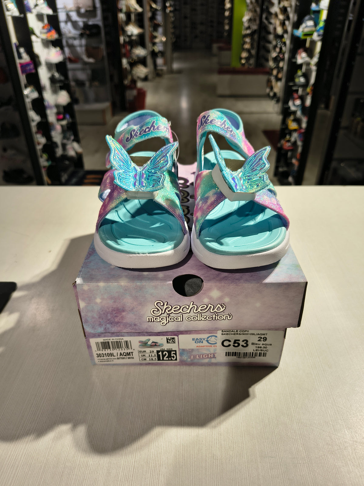 SANDALE COPII SKECHERS 303109L AQMT BLEU AQUA + COMB - imagine 2