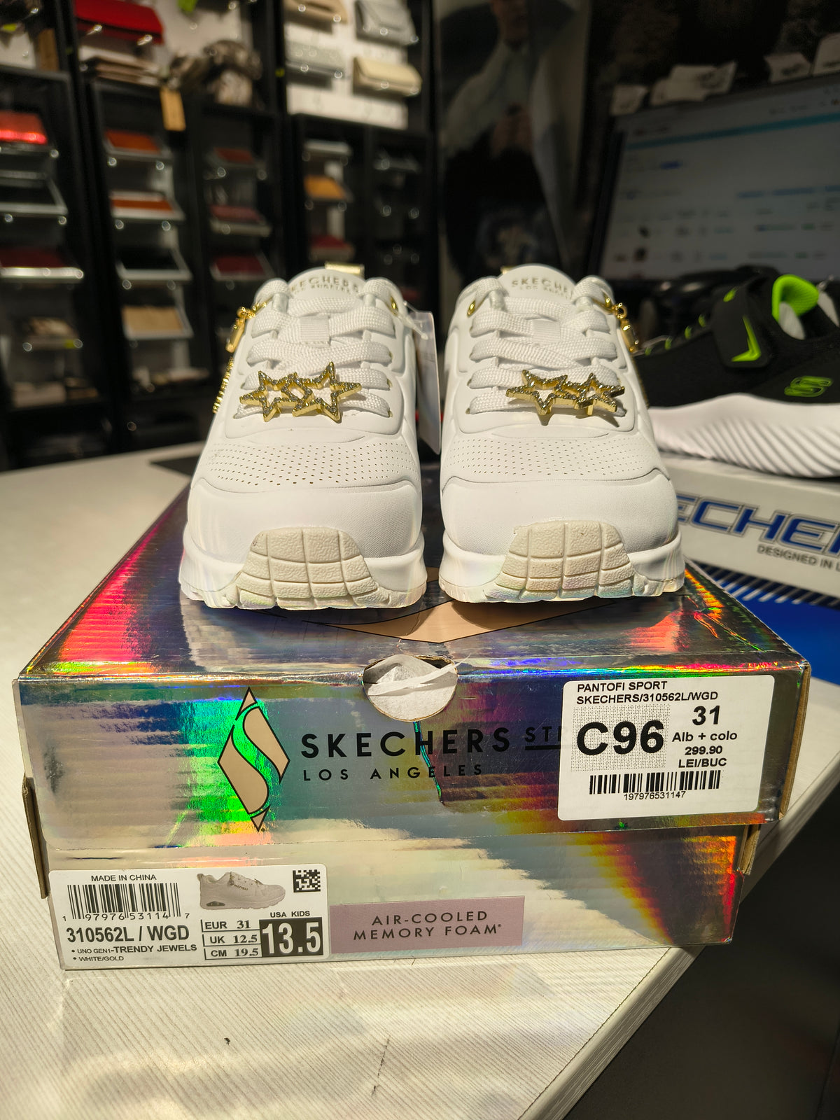PANTOFI SPORT SKECHERS 310562L WGD ALB + COLOR - imagine 3