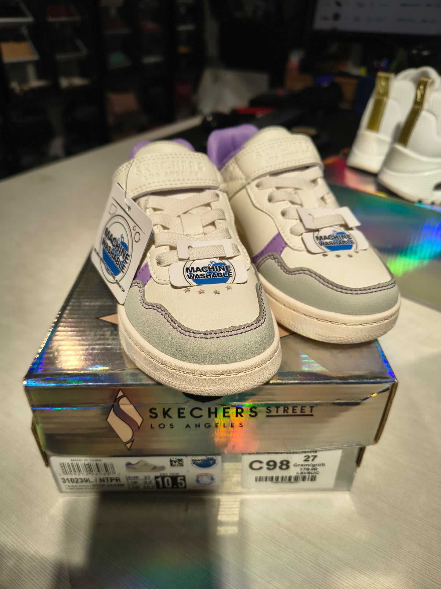Pantofi Sport Copii Skechers 310239L Quick Street Star Charm - Crem/gri/lila