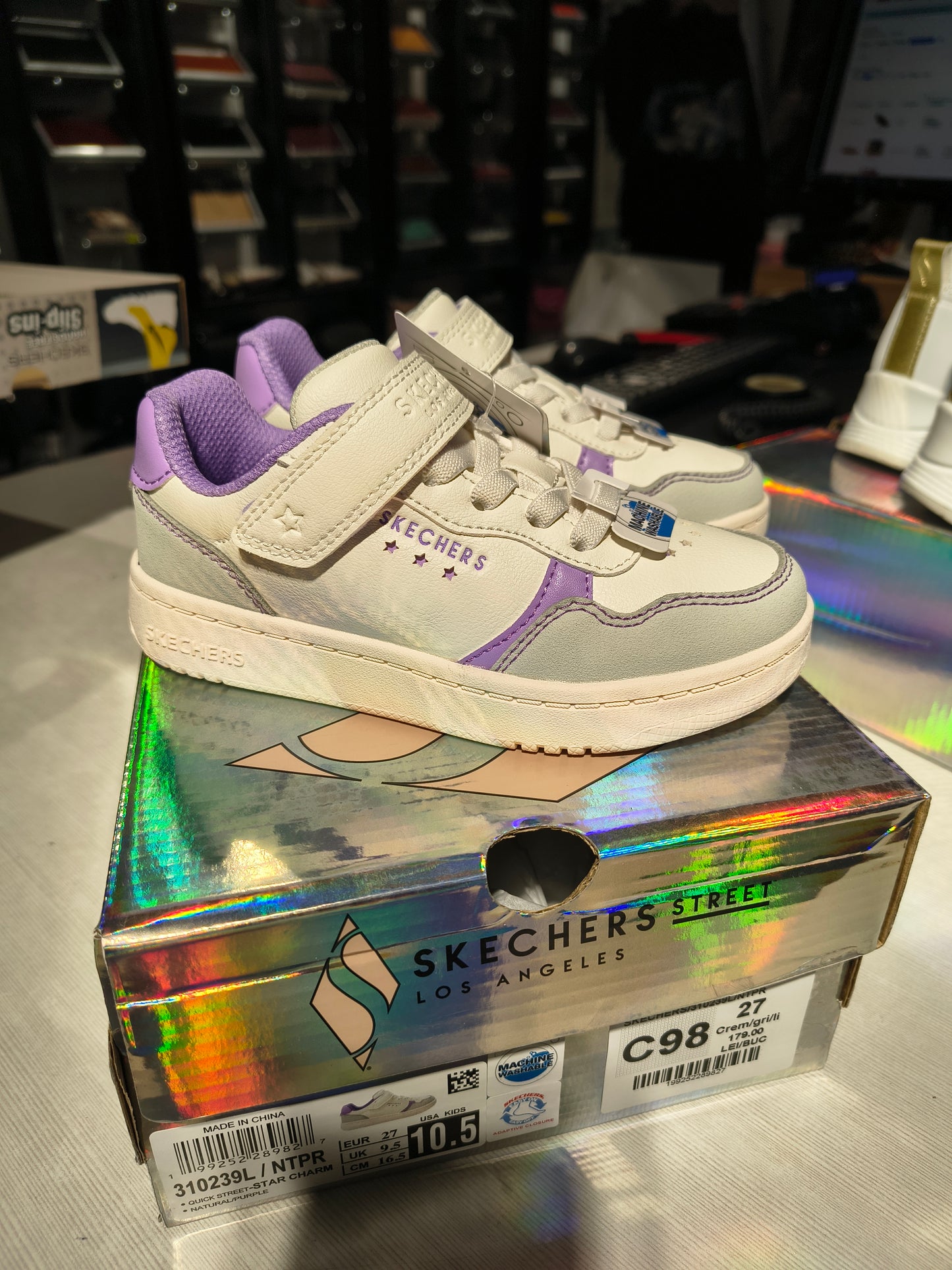 Pantofi Sport Copii Skechers 310239L Quick Street Star Charm - Crem/gri/lila