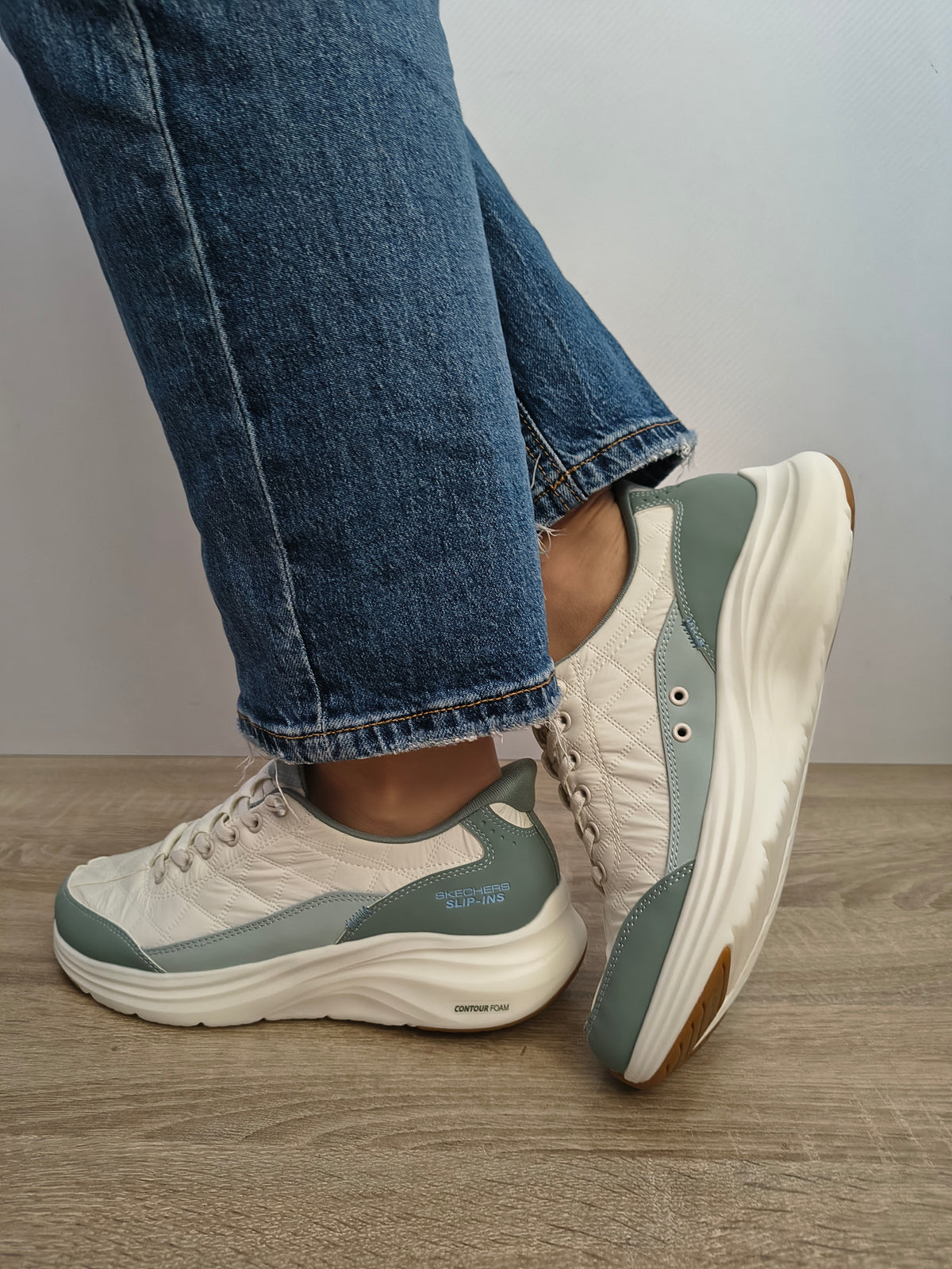 PANTOFI CASUAL DAMA SKECHERS 150404 SAGE ALB + VERNIL SAGE - imagine 4