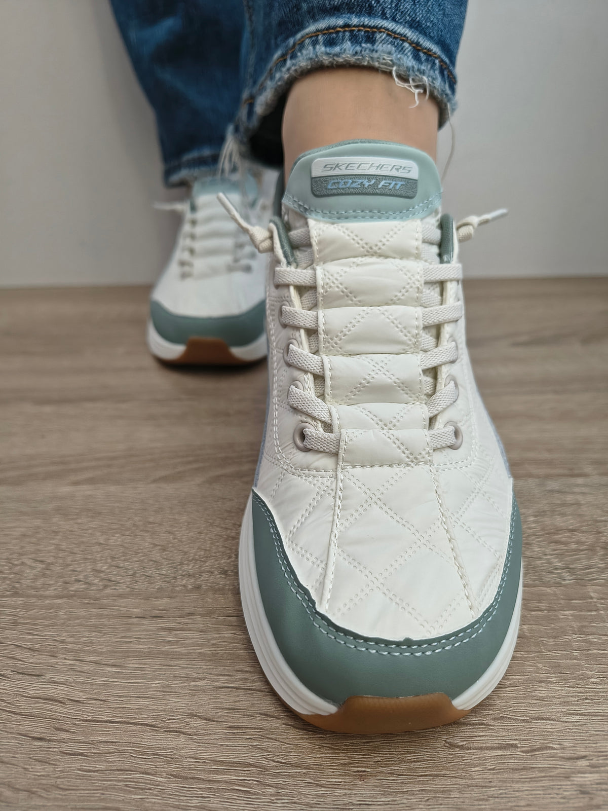 PANTOFI CASUAL DAMA SKECHERS 150404 SAGE ALB + VERNIL SAGE - imagine 5