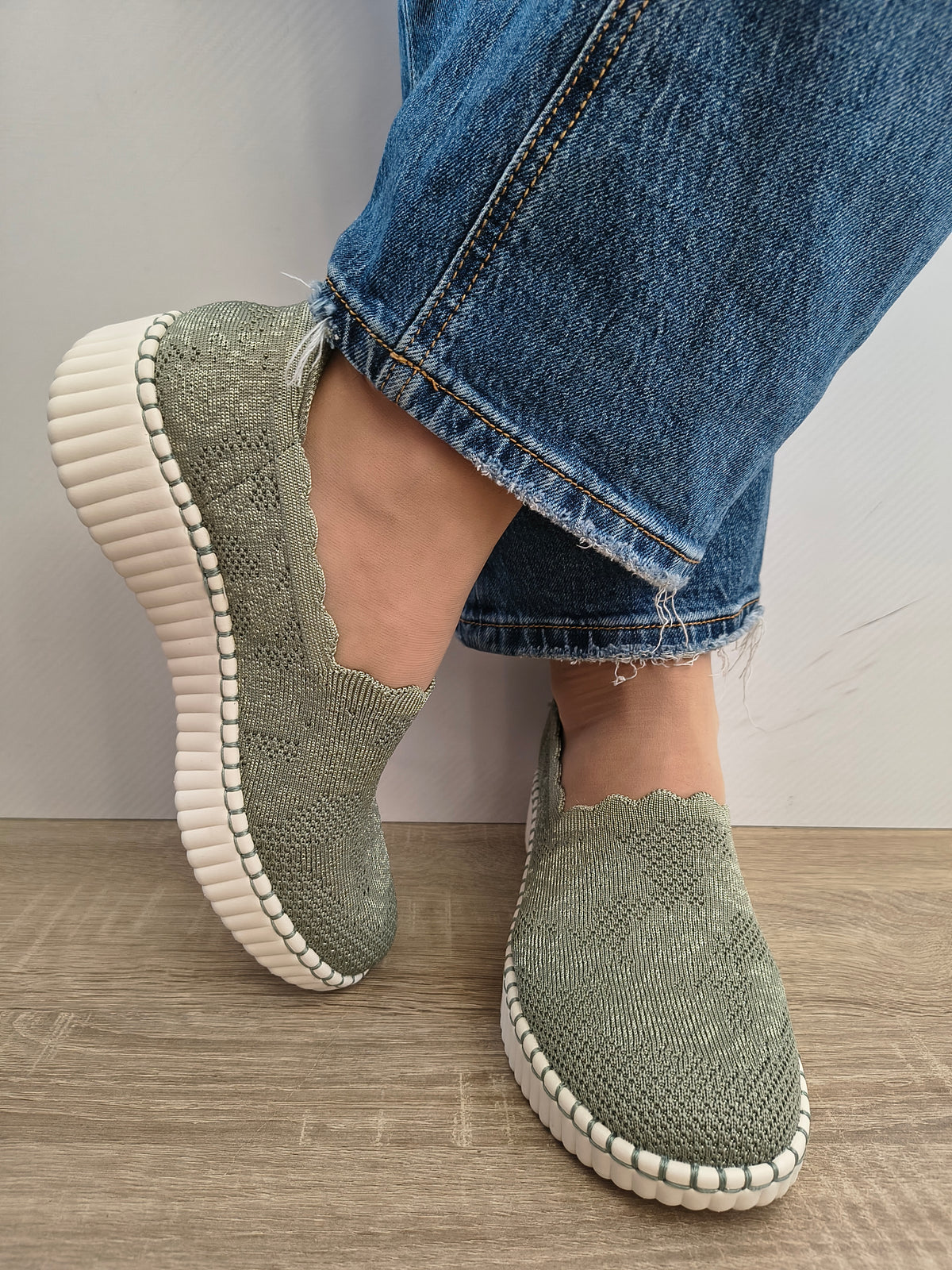 PANTOFI CASUAL DAMA SKECHERS 100904 OLV OLIVE - imagine 5