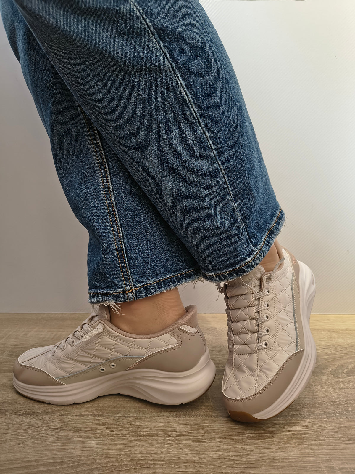 PANTOFI CASUAL DAMA SKECHERS 150404 NTTP NATURAL + TAUPE - imagine 3