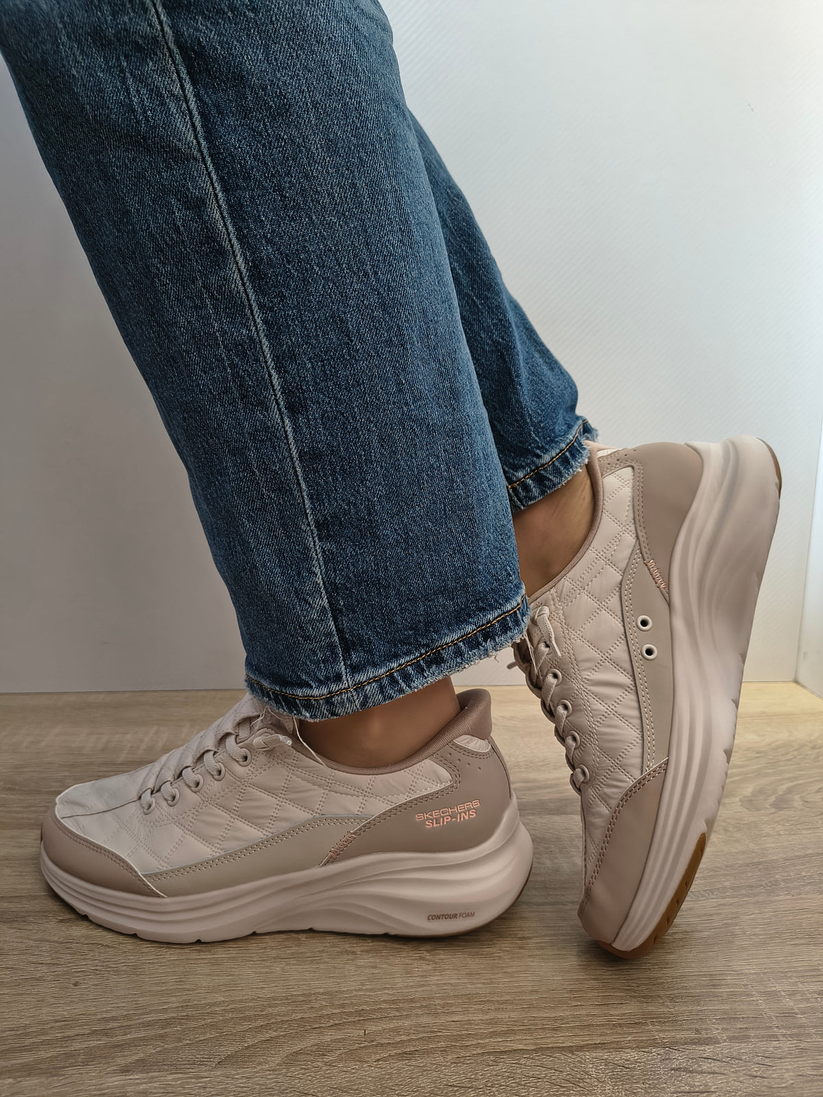 PANTOFI CASUAL DAMA SKECHERS 150404 NTTP NATURAL + TAUPE - imagine 4