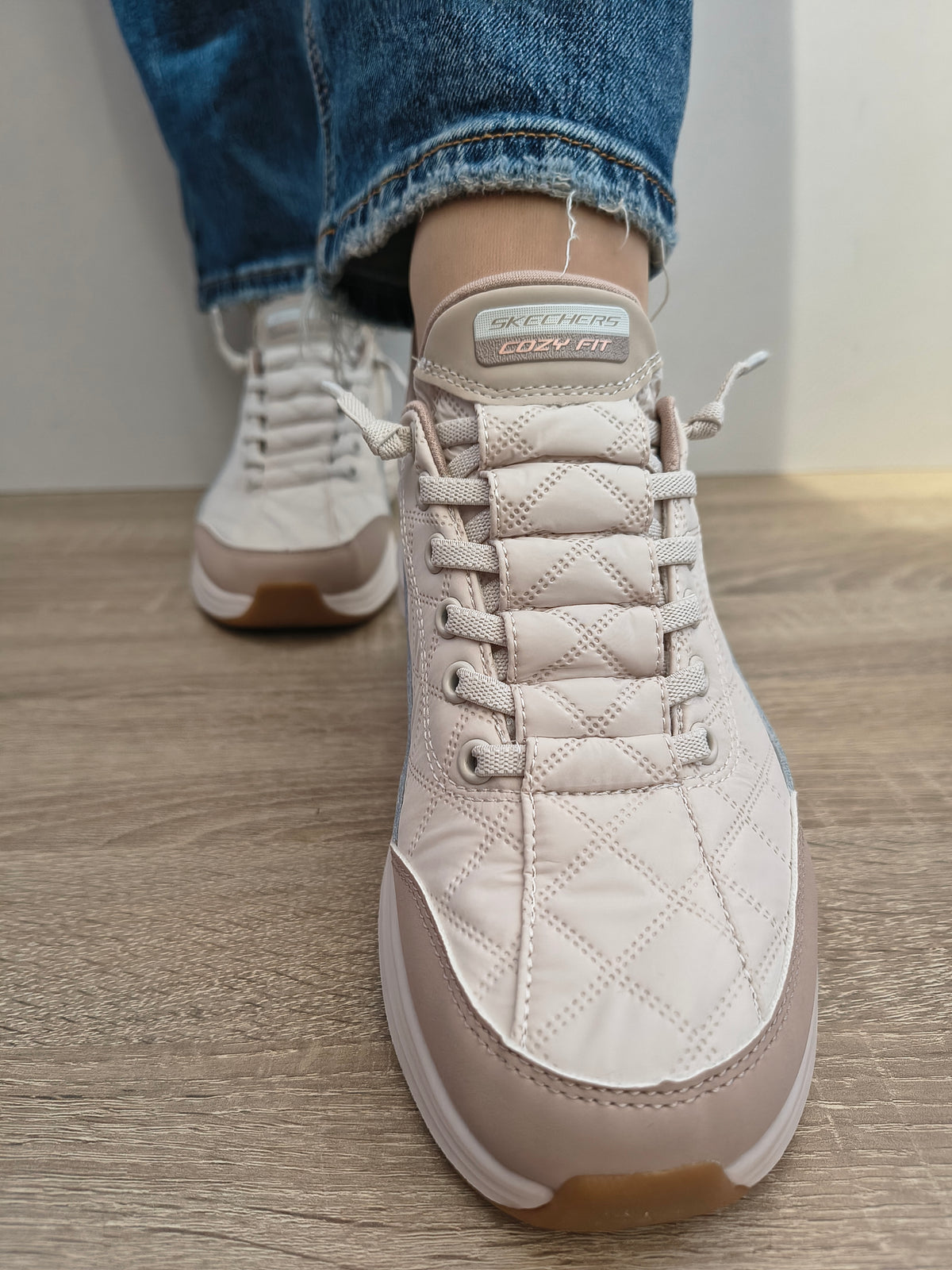 PANTOFI CASUAL DAMA SKECHERS 150404 NTTP NATURAL + TAUPE - imagine 5