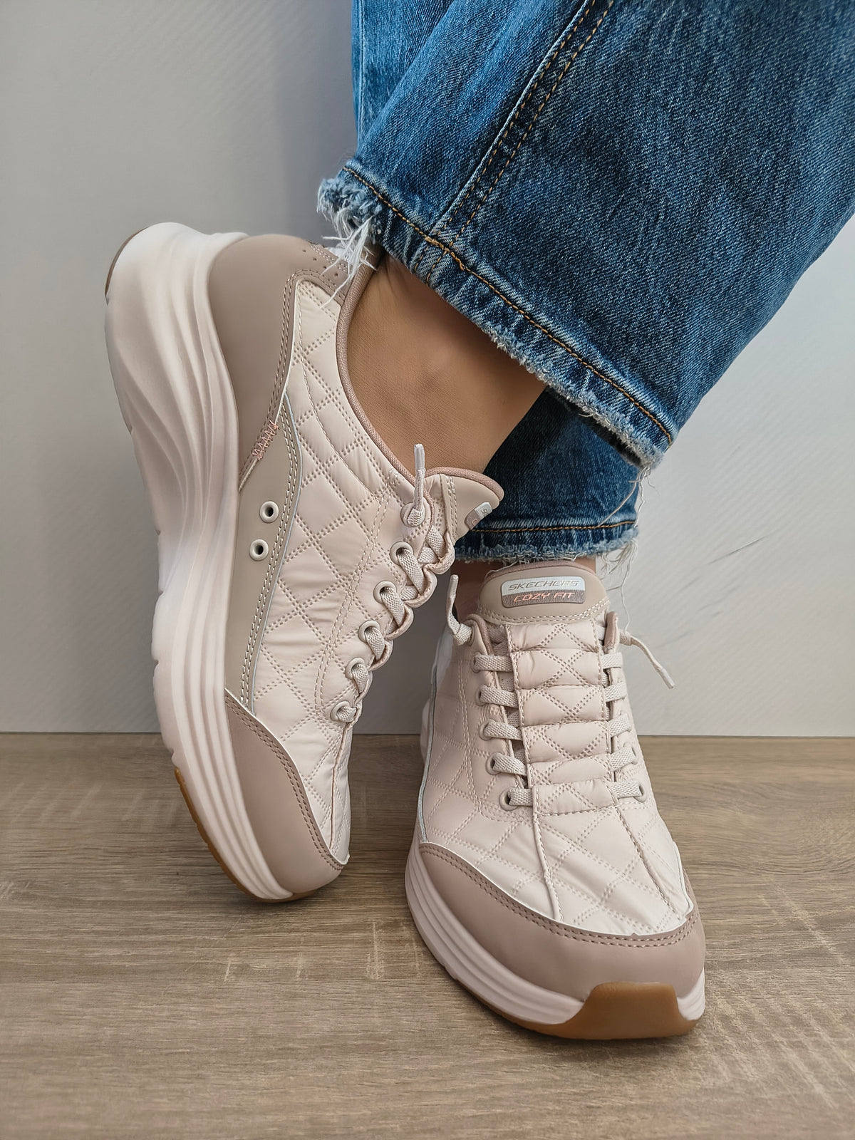 PANTOFI CASUAL DAMA SKECHERS 150404 NTTP NATURAL + TAUPE - imagine 6