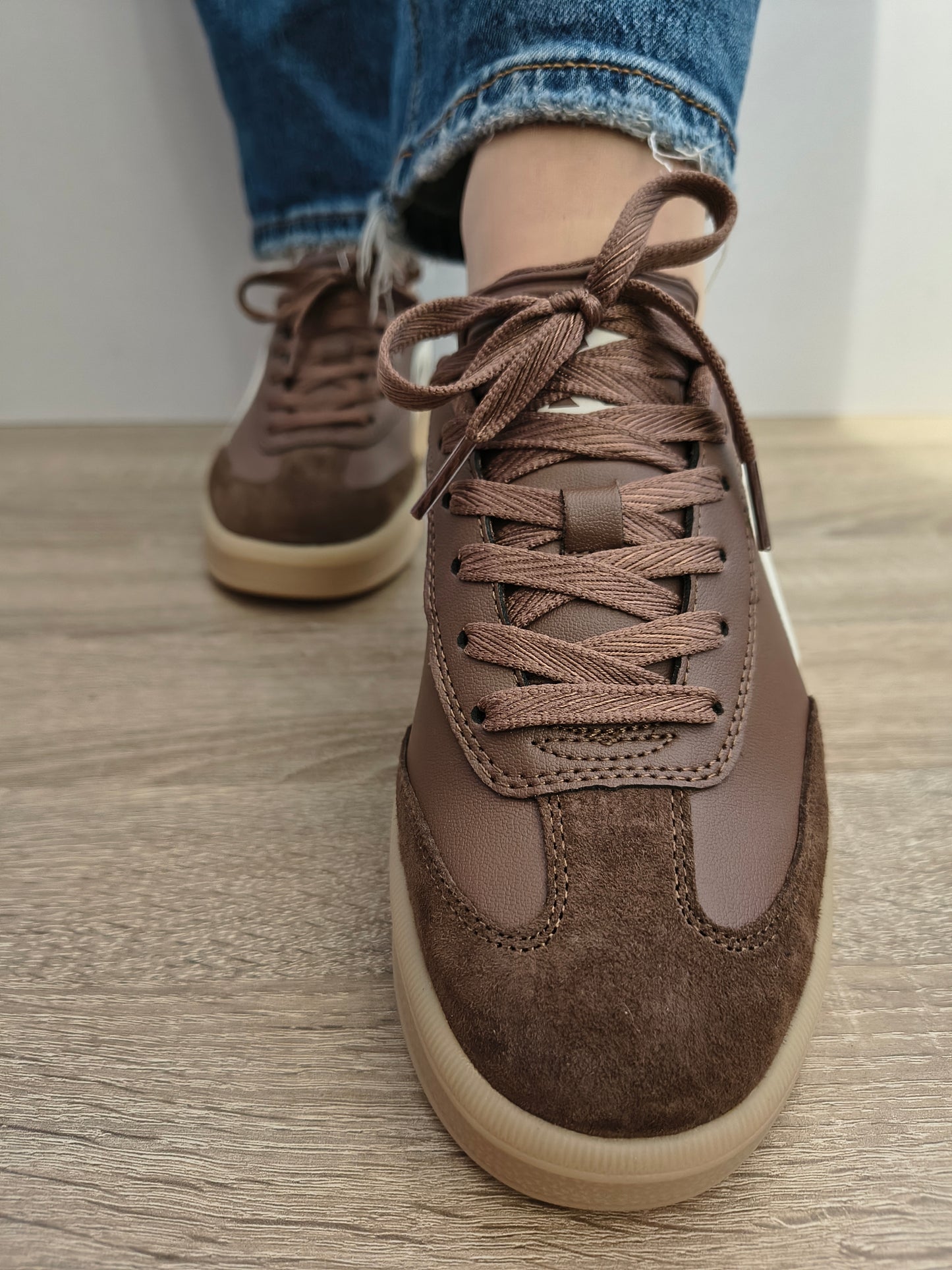 Pantofi Sport Damă Skechers 185460 Brn Maro - Piele Naturală + Piele Ecologică