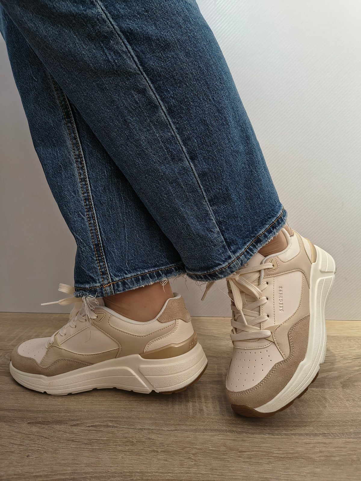 PANTOFI CASUAL DAMA SKECHERS 190133 NTMT BEJ NATURAL - imagine 3
