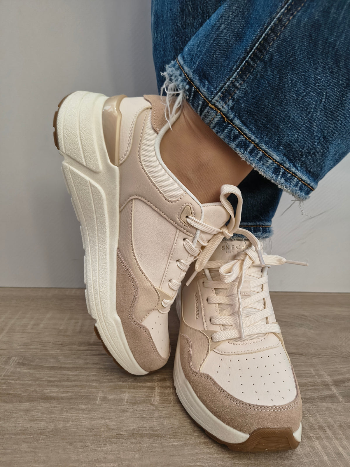 PANTOFI CASUAL DAMA SKECHERS 190133 NTMT BEJ NATURAL - imagine 6