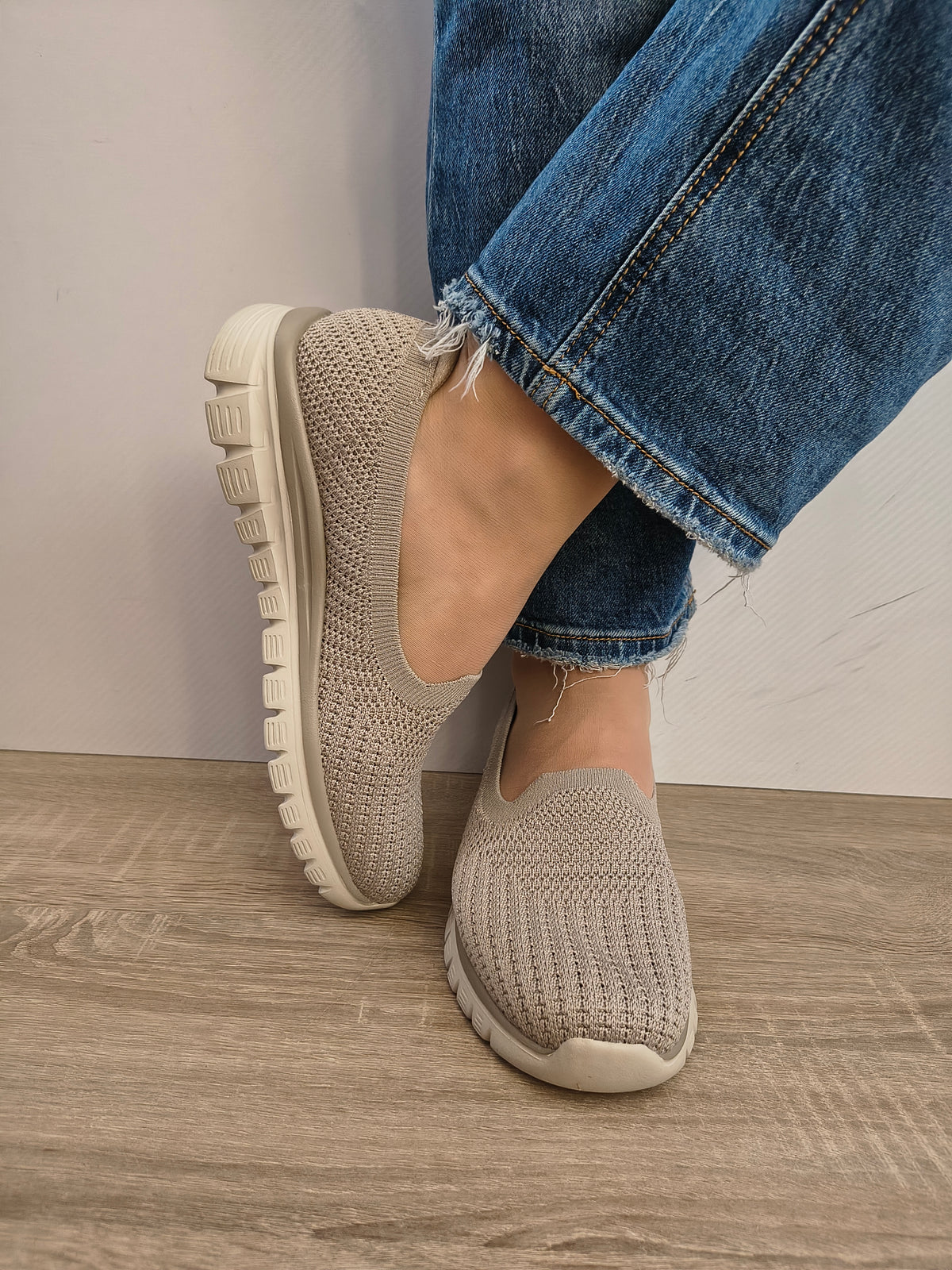 PANTOFI CASUAL DAMA SKECHERS 100962 TPE BEJ TAUPE - imagine 5