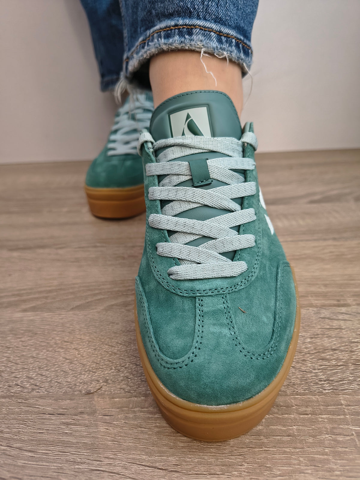 PANTOFI CASUAL DAMA SKECHERS 185430 GRN VERDE DESCHIS VELUR - imagine 5