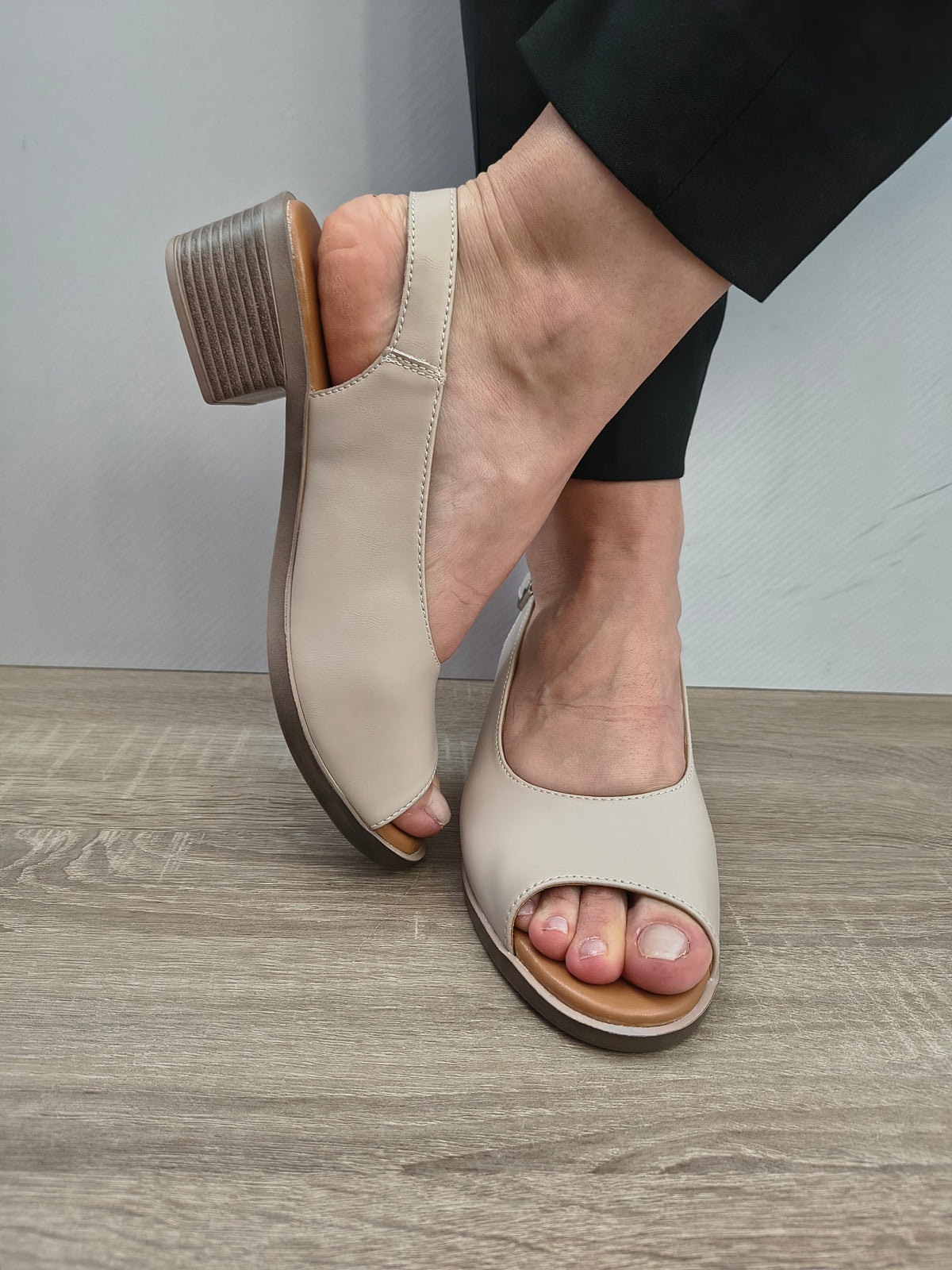 Sandale Casual Damă Formazione 352-1 Apricot - Piele Naturală - imagine 7