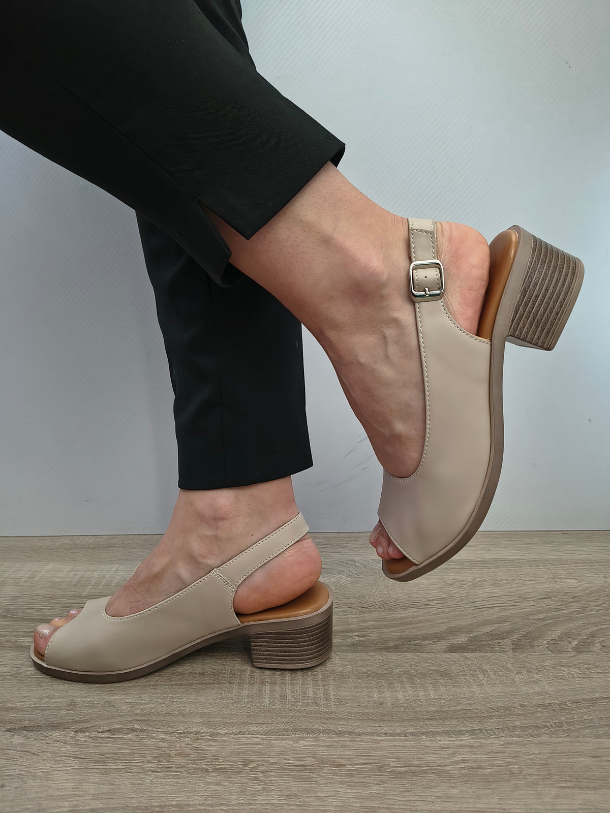 Sandale Casual Damă Formazione 352-1 Apricot - Piele Naturală - imagine 8