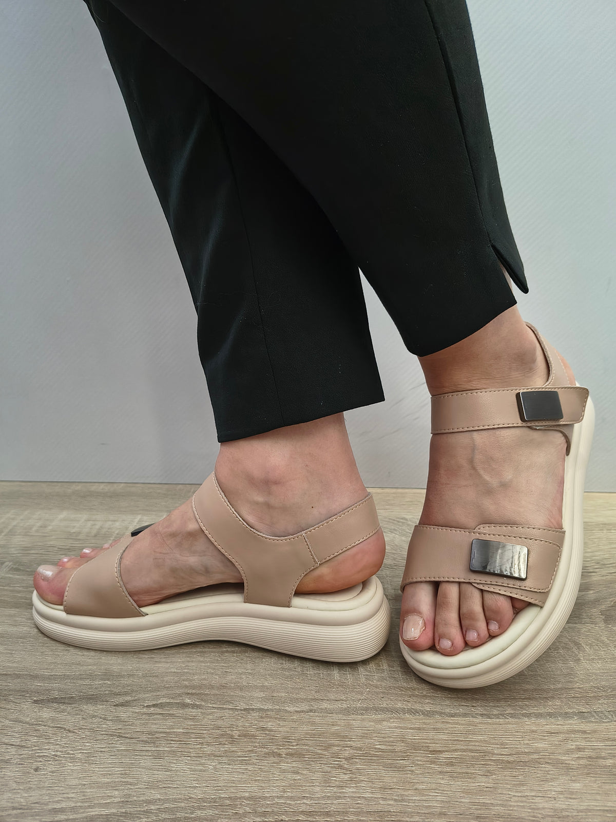 Sandale Casual Damă Formazione 1028 Apricot - Piele Naturală - imagine 3