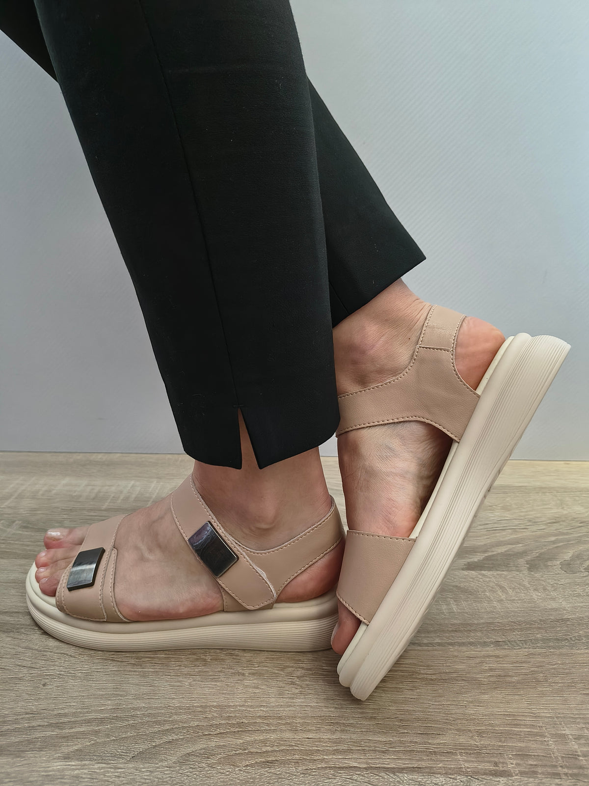Sandale Casual Damă Formazione 1028 Apricot - Piele Naturală - imagine 4