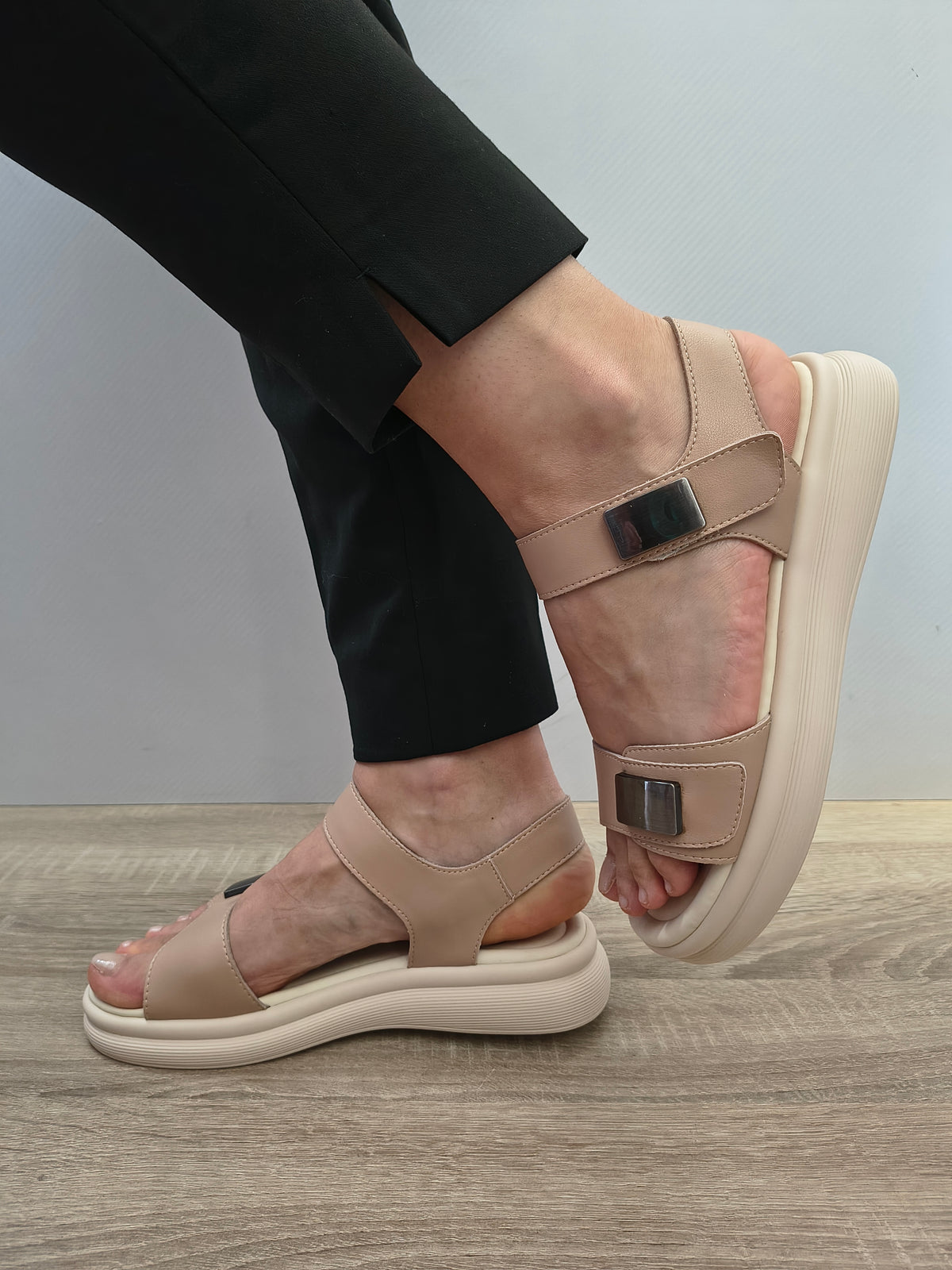 Sandale Casual Damă Formazione 1028 Apricot - Piele Naturală - imagine 7