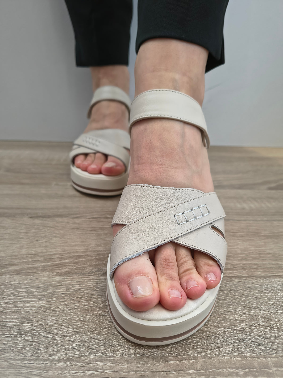 Sandale Casual Damă Formazione 2569 Cream - Piele Naturală - imagine 6