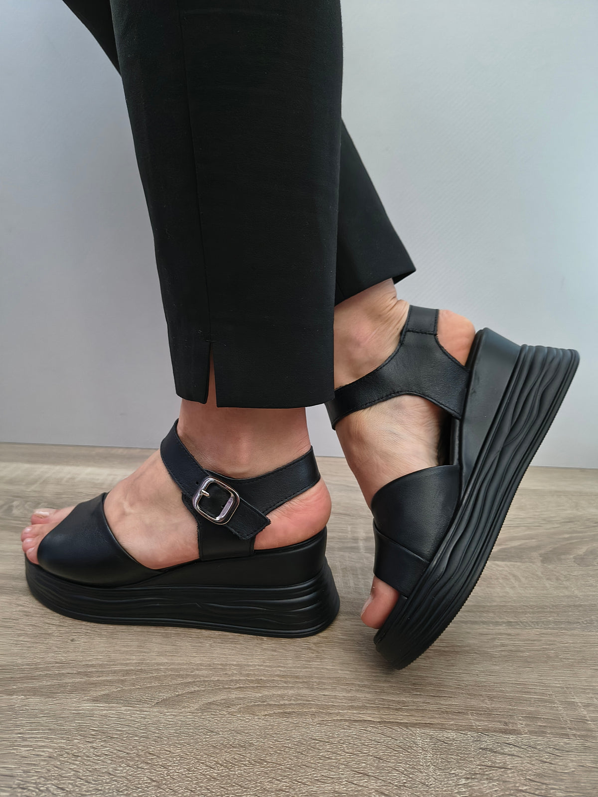 Sandale Casual Damă Formazione 8701-1 Negru - Piele Naturală - imagine 4