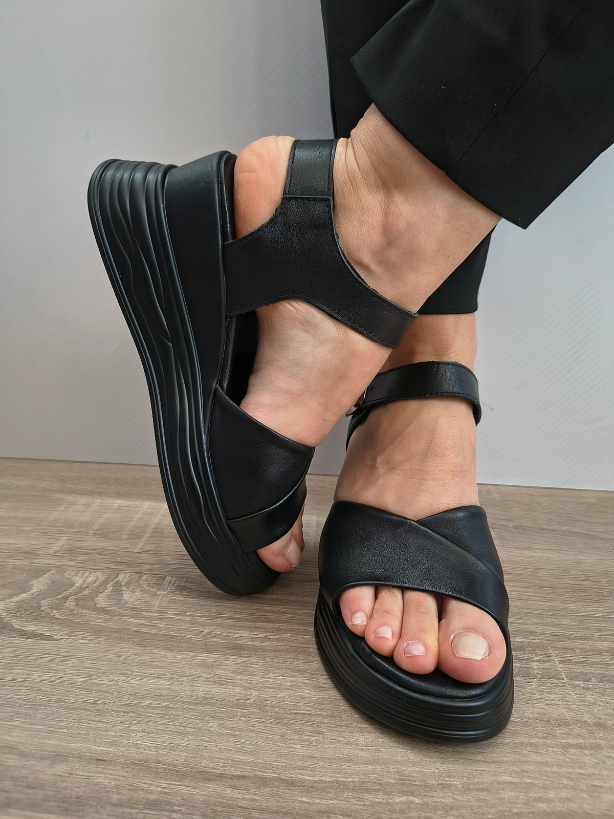 Sandale Casual Damă Formazione 8701-1 Negru - Piele Naturală - imagine 6
