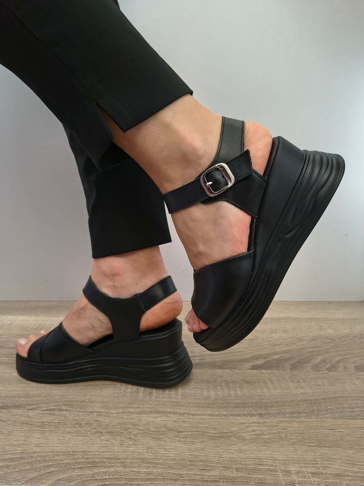 Sandale Casual Damă Formazione 8701-1 Negru - Piele Naturală - imagine 7