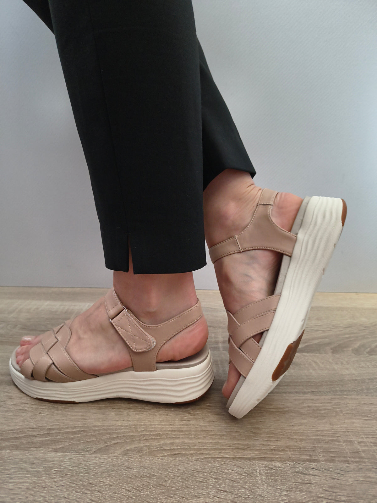 Sandale Casual Damă Formazione 3FR031 Apricot - Piele Naturală - imagine 5