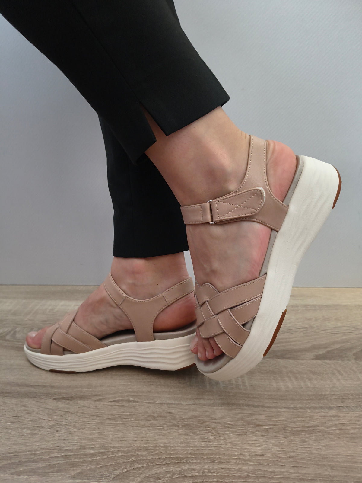 Sandale Casual Damă Formazione 3FR031 Apricot - Piele Naturală - imagine 8