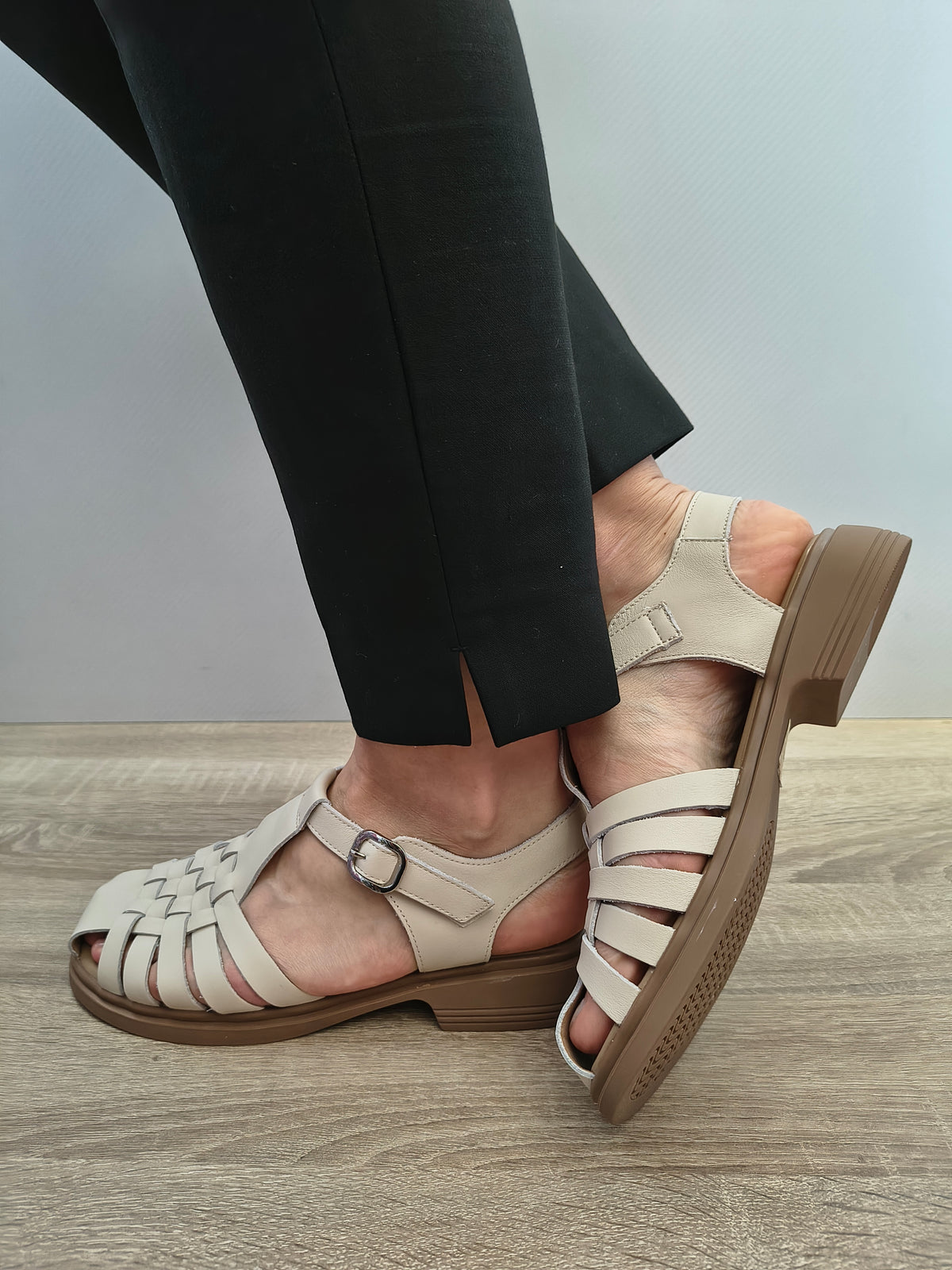 Sandale Casual Damă Formazione 5250 Bej - Piele Naturală - imagine 6