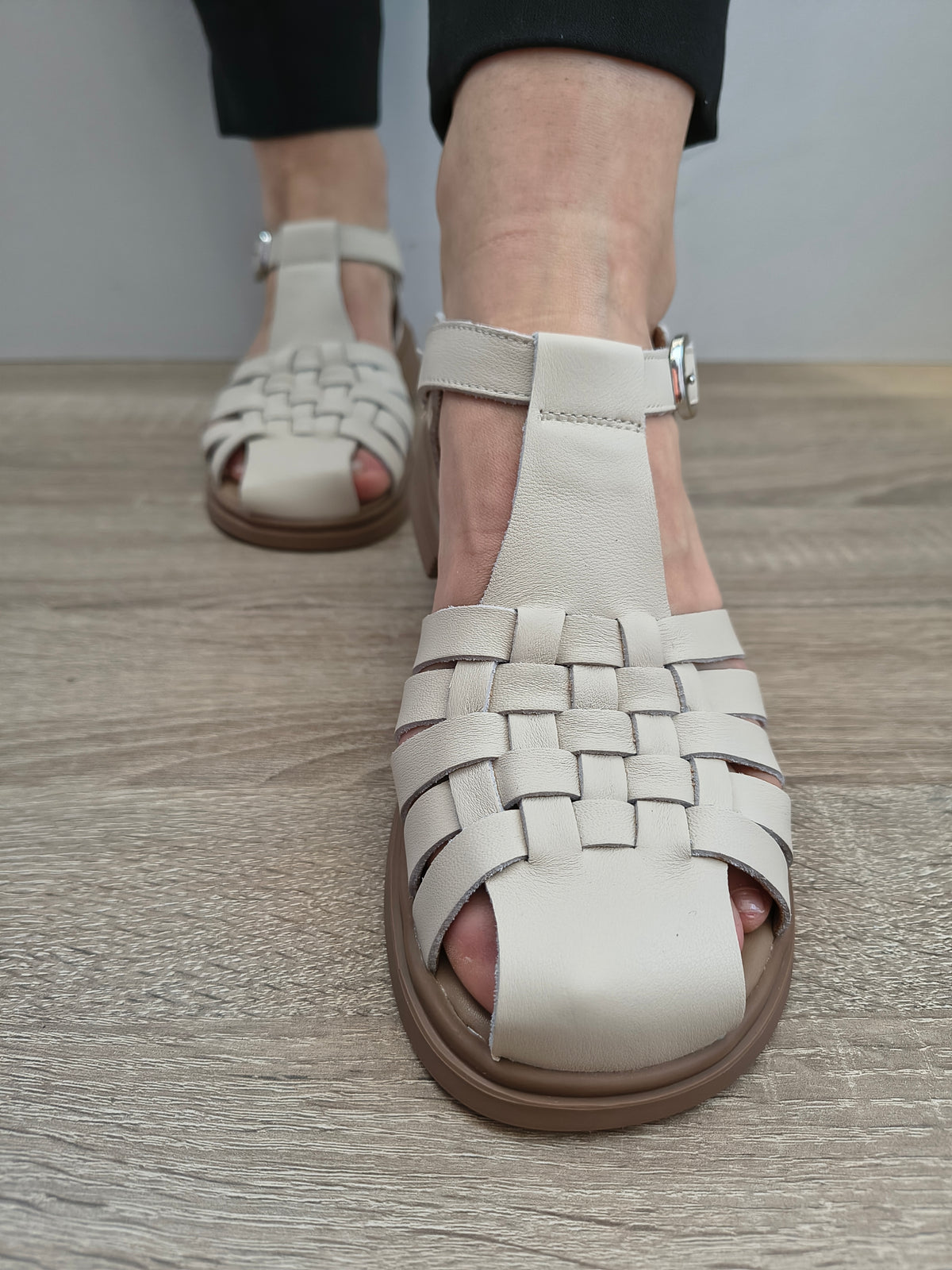 Sandale Casual Damă Formazione 5250 Bej - Piele Naturală - imagine 7