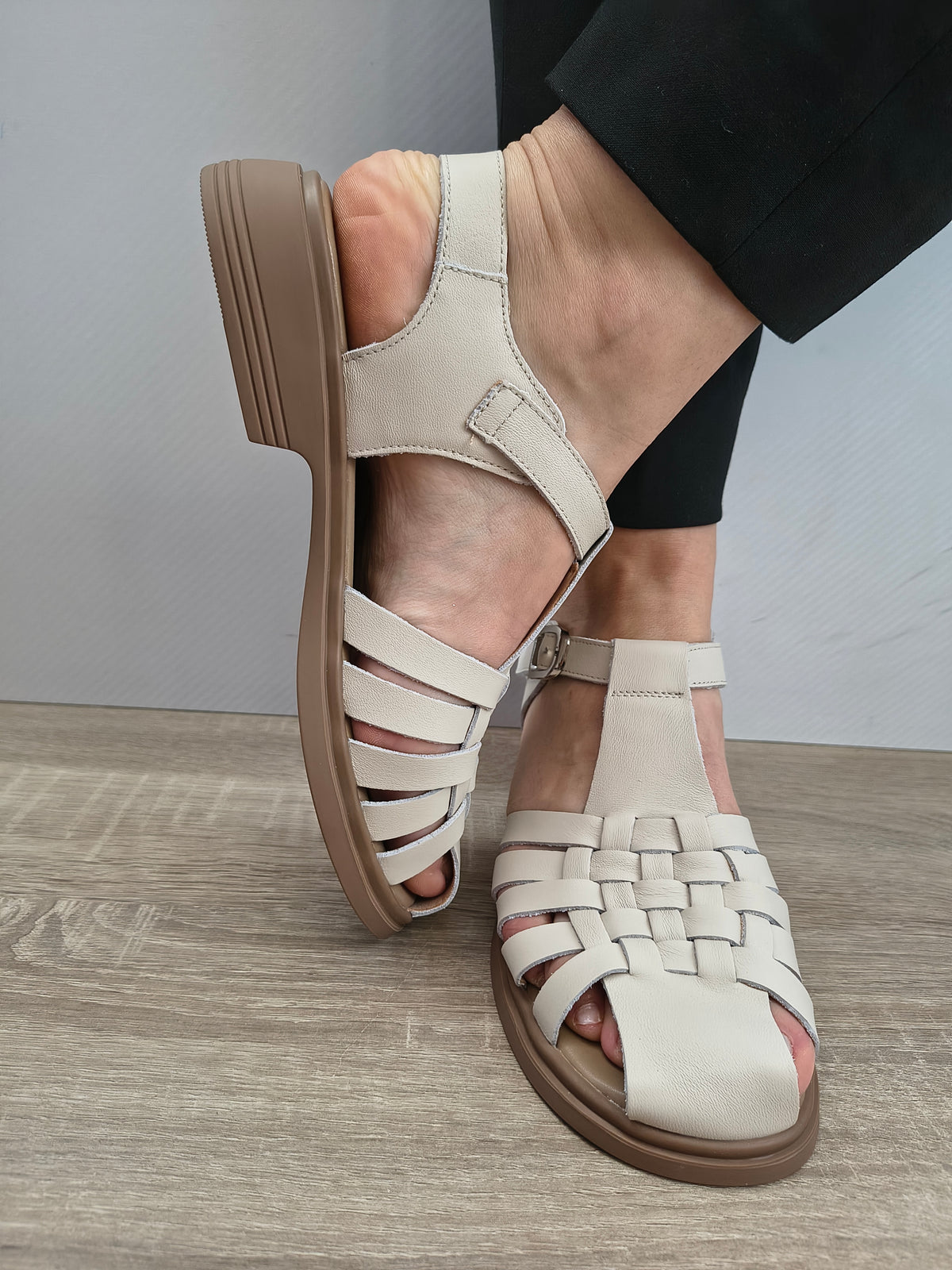 Sandale Casual Damă Formazione 5250 Bej - Piele Naturală - imagine 8