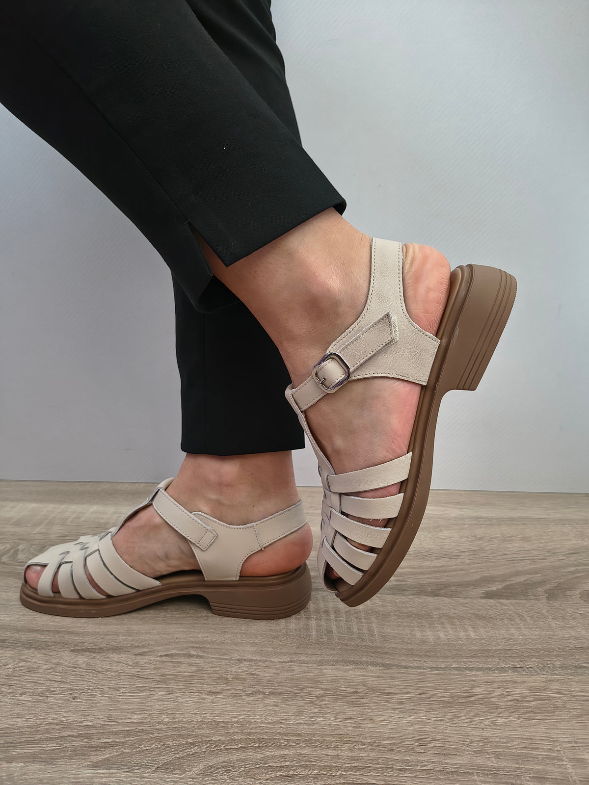 Sandale Casual Damă Formazione 5250 Bej - Piele Naturală - imagine 9